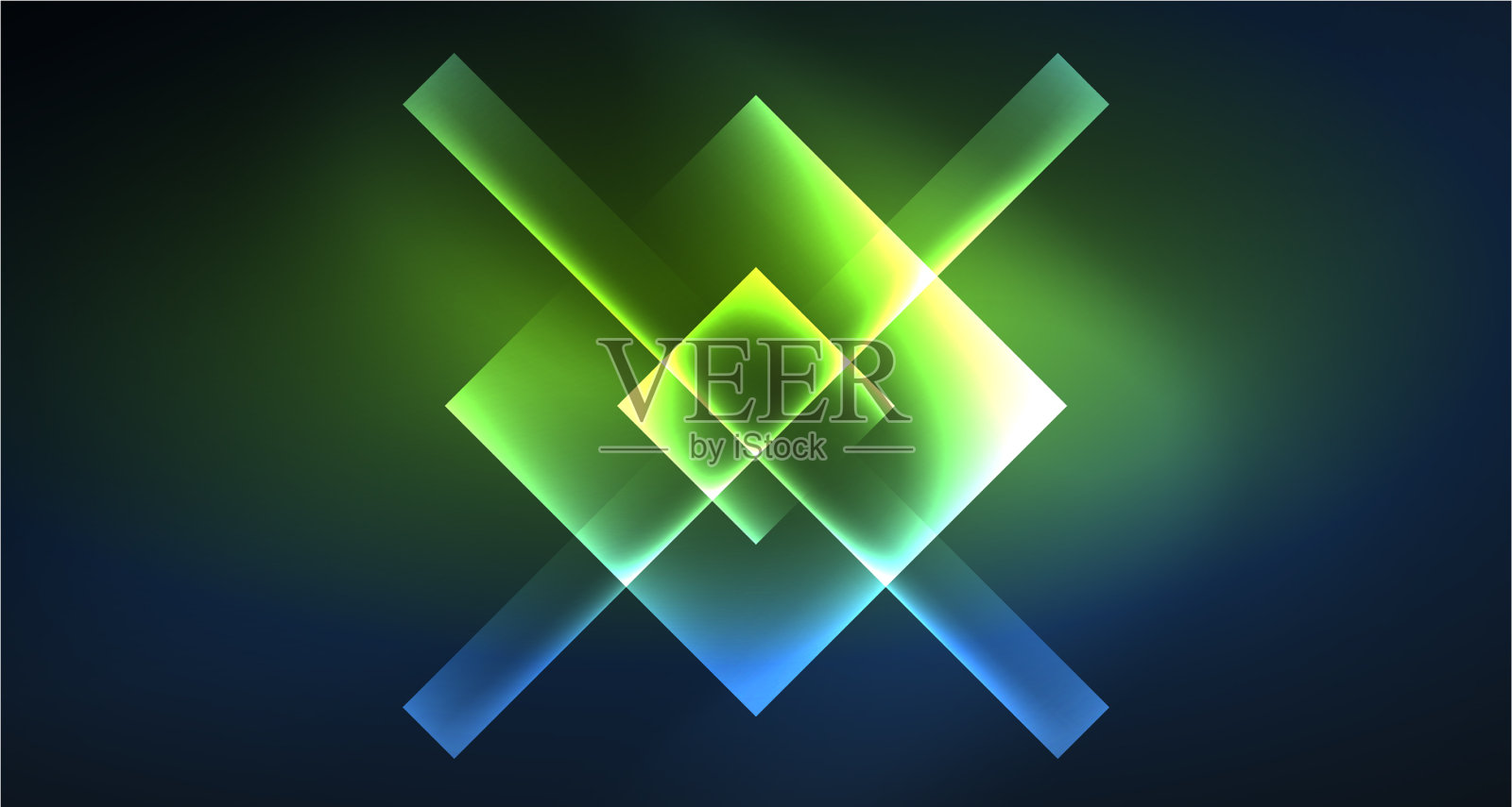 霓虹发光的科技方形矩形线蓝色插画图片素材