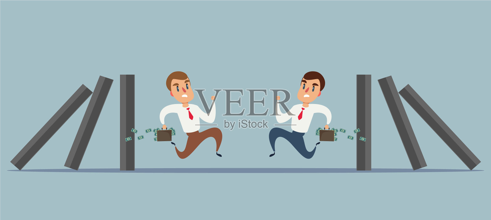 一个商人逃避的经营理念插画图片素材