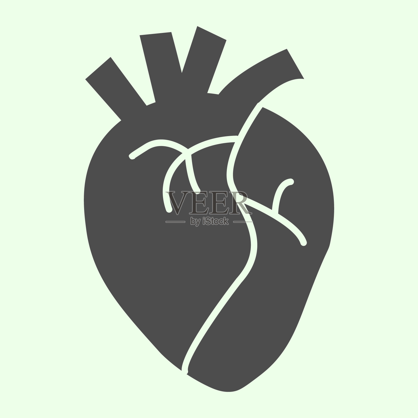 心脏器官立体图标。真实的人的心字形风格的象形文字在白色的背景。解剖和器官标志的移动概念和网页设计。矢量图形。插画图片素材