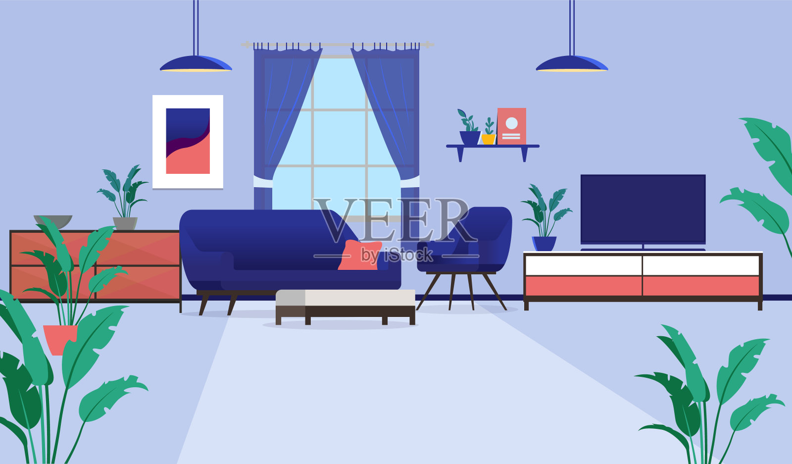 公寓内部的元素插画图片素材