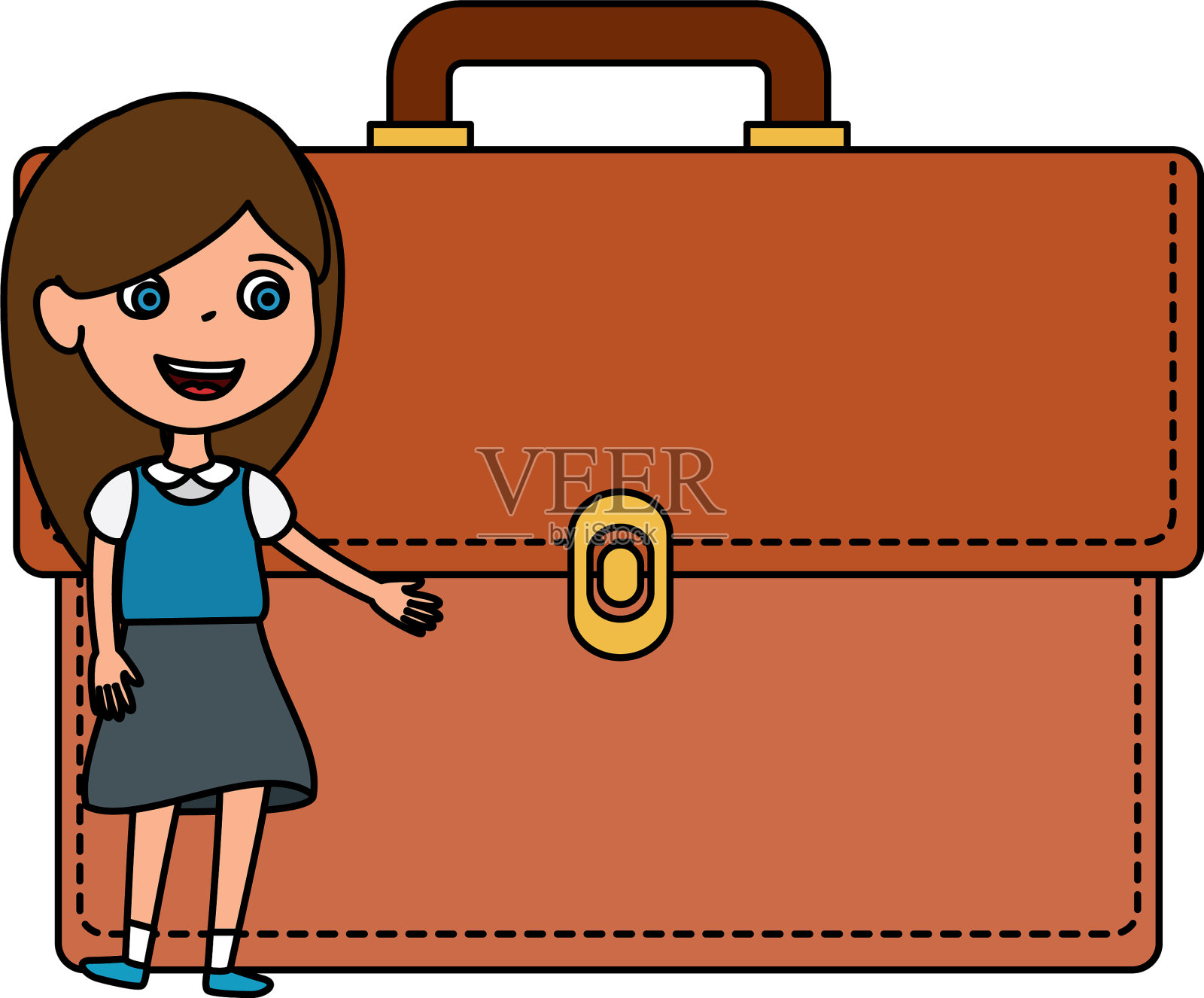 带着作品集的小女生设计元素图片