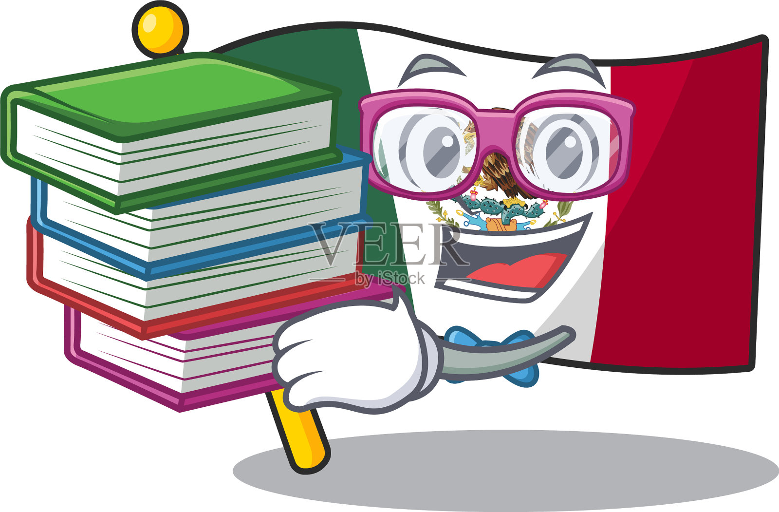 学生拿着书墨西哥国旗飘扬设计元素图片