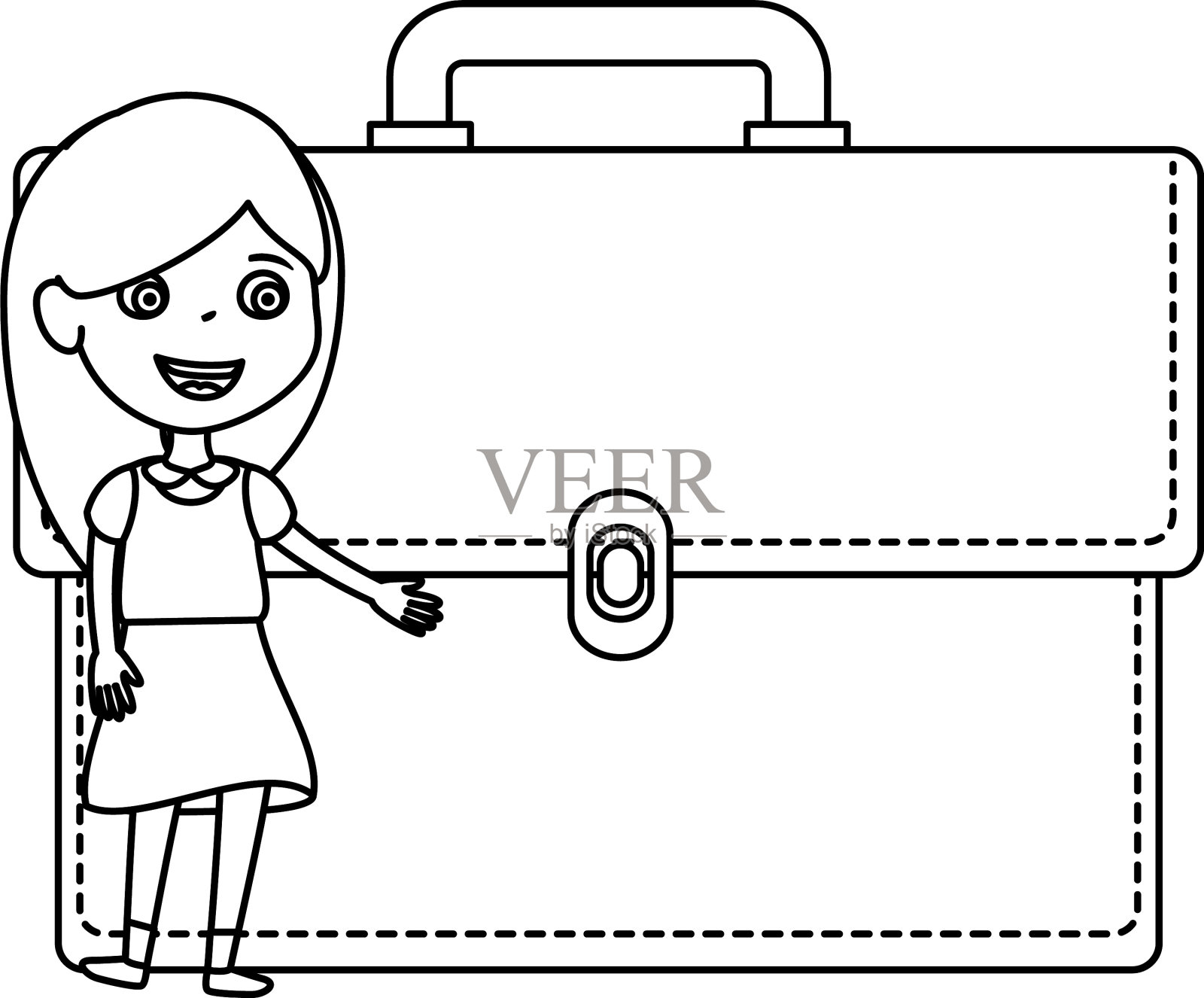 带着作品集的小女生设计元素图片