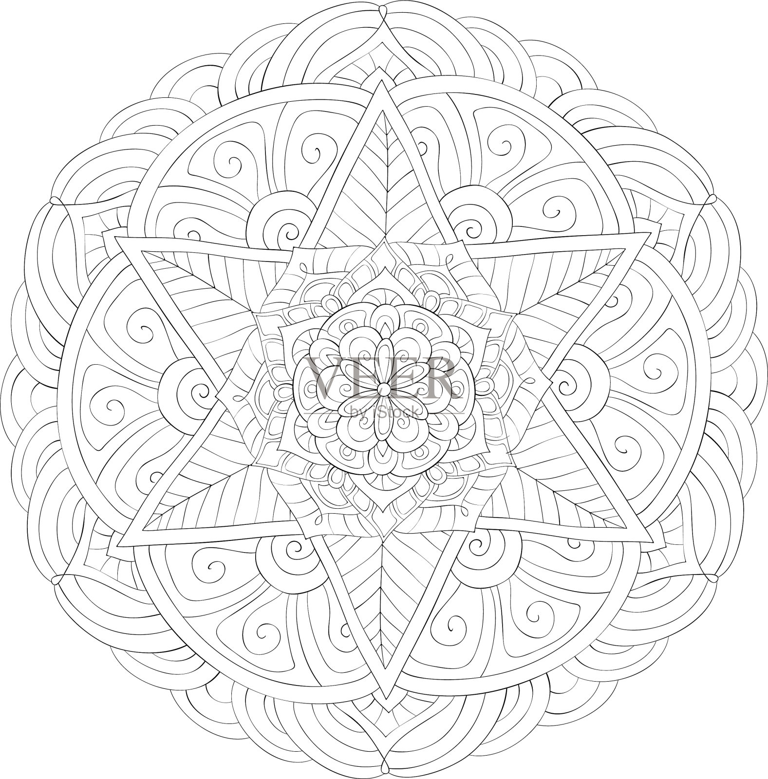 成人涂色书册一幅禅宗曼陀罗图像设计元素图片