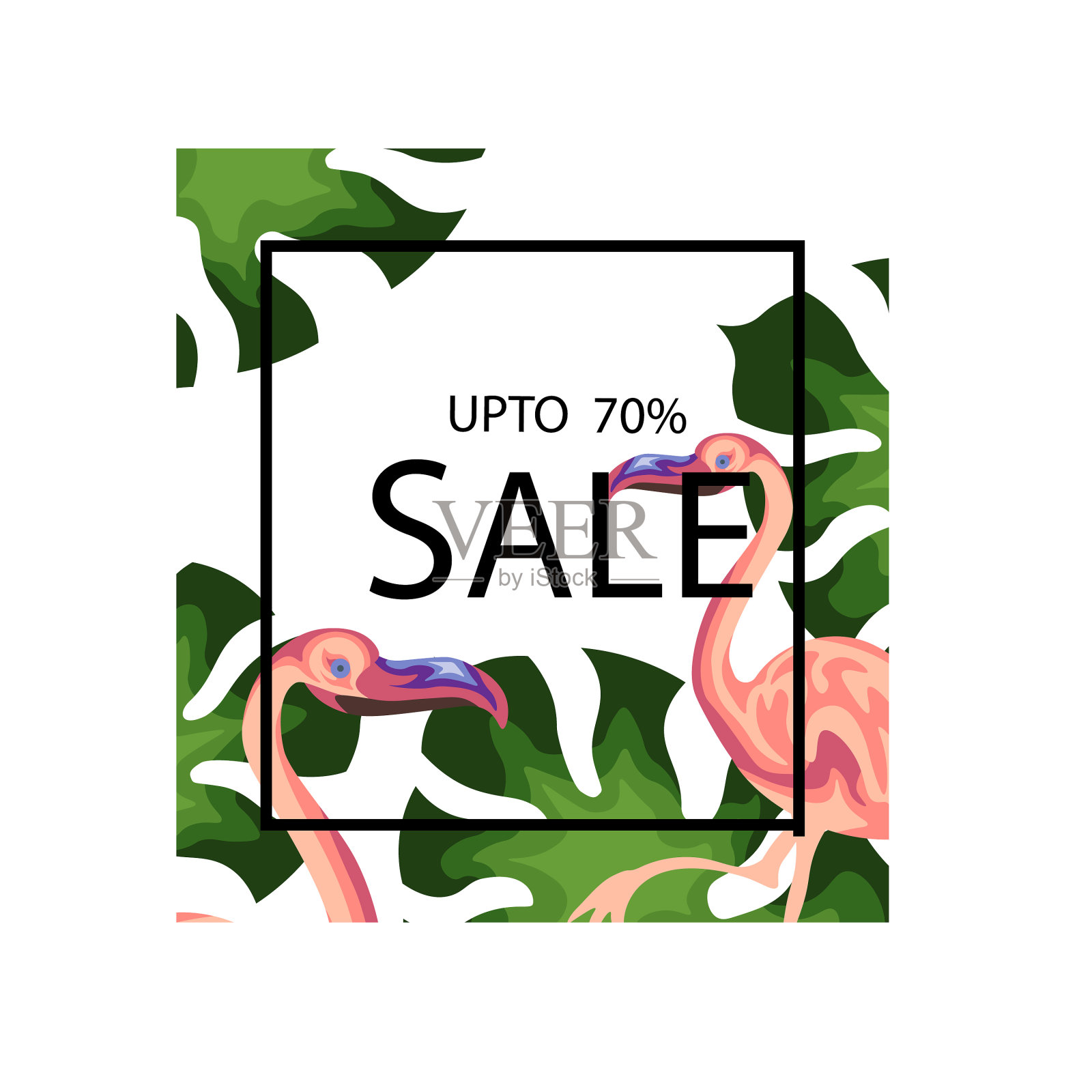 火烈鸟70折扣销售横幅模板设计设计元素图片