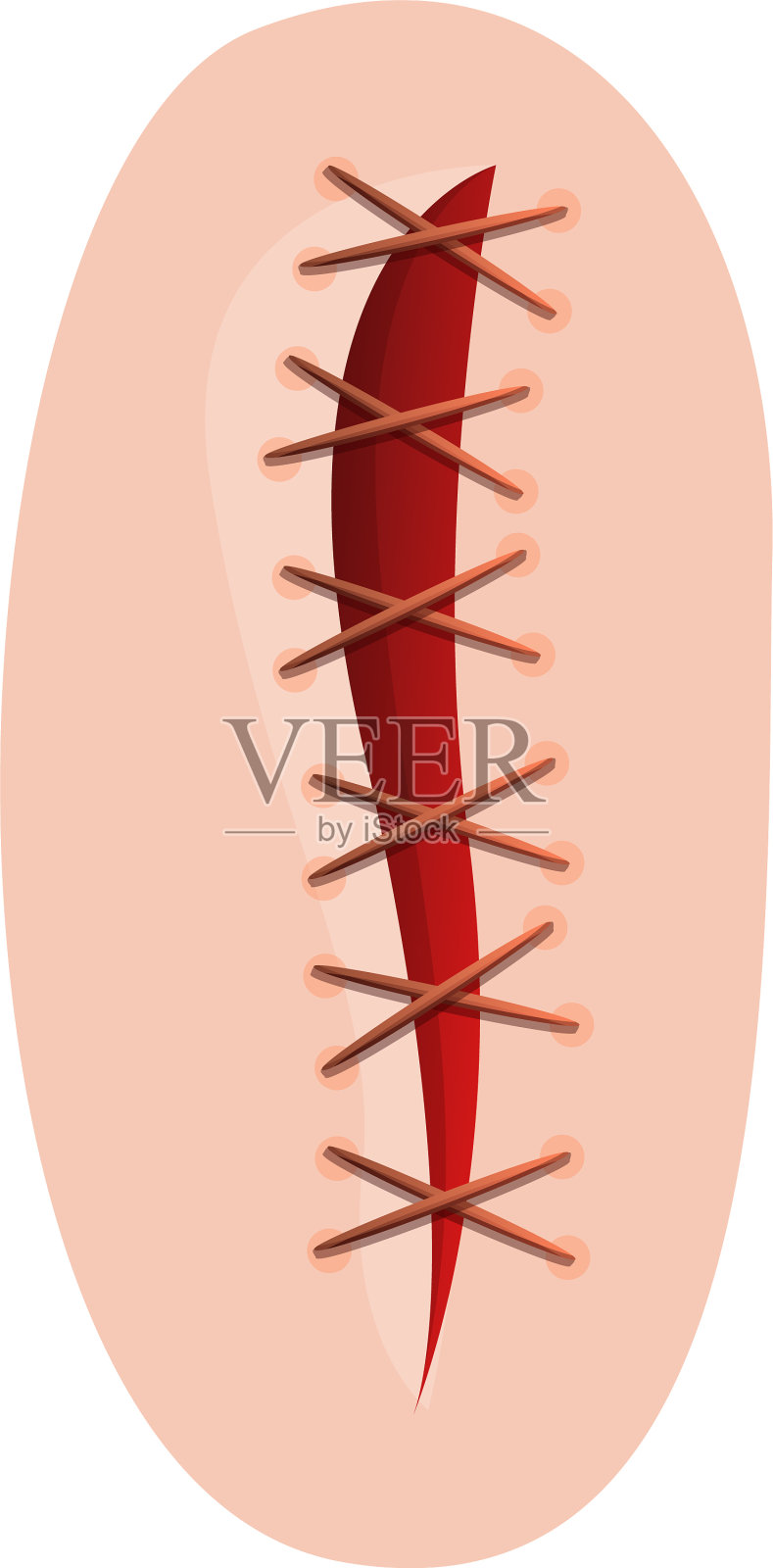 伤口缝合图标卡通风格设计元素图片