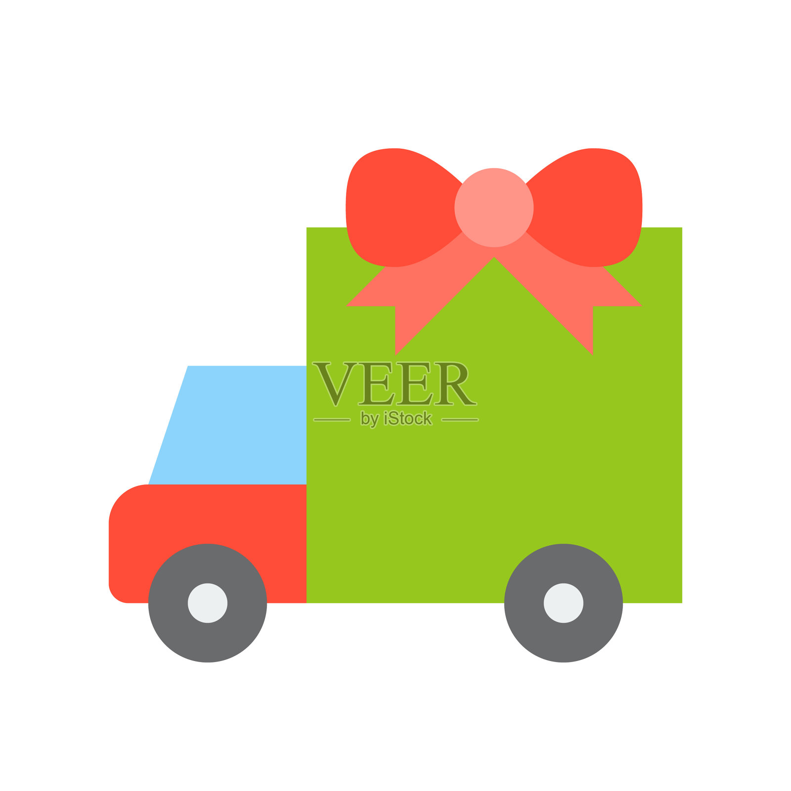 卡车与圣诞礼盒相关的扁平风格设计元素图片