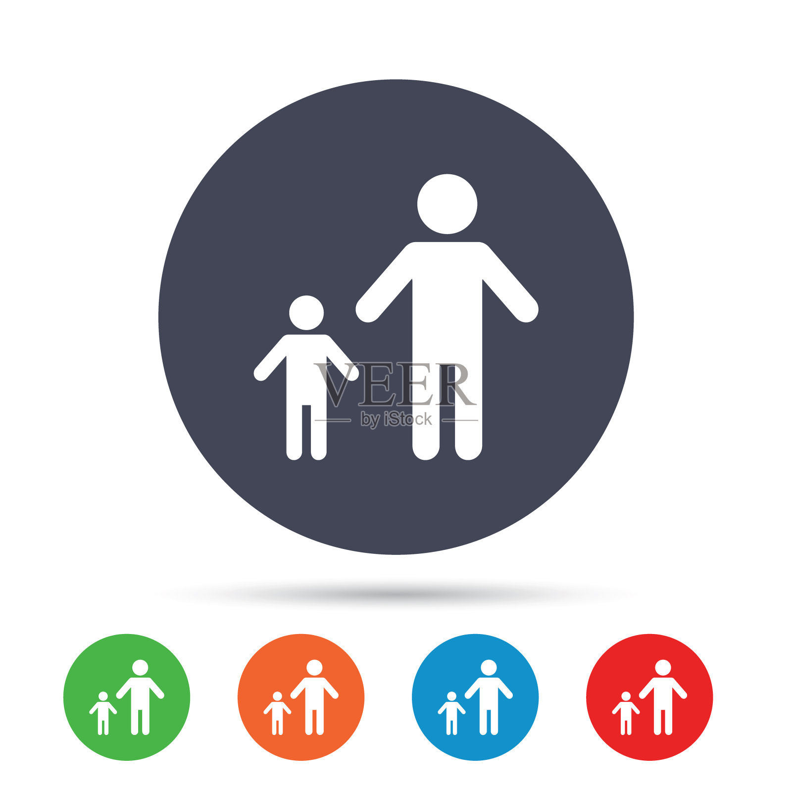 单亲家庭和一个孩子的标志图标插画图片素材