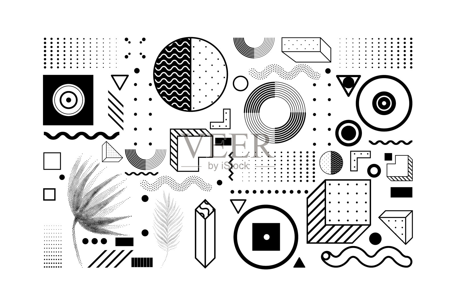 通用趋势半色调几何形状设置设计元素图片