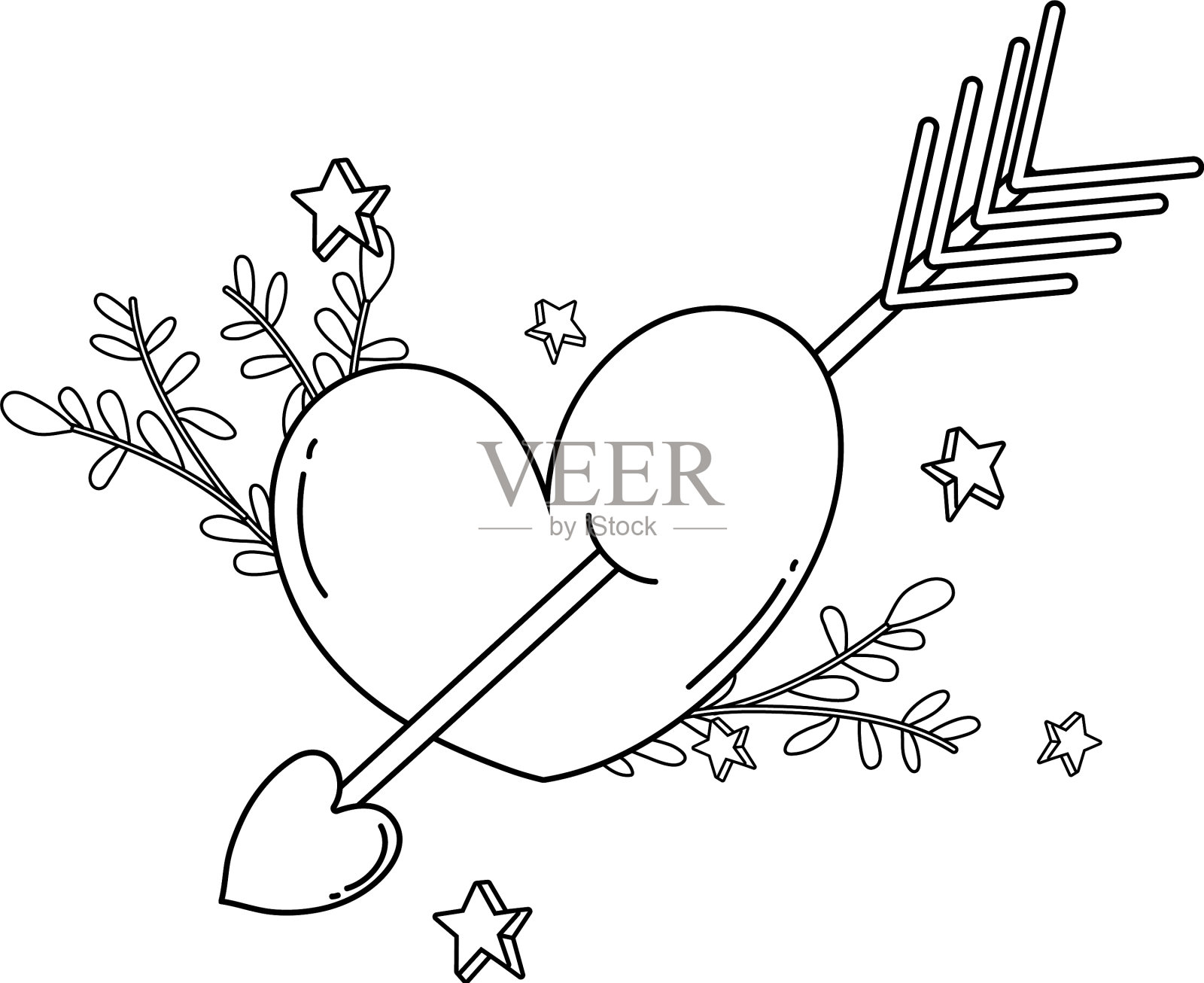 带箭的爱心卡片设计元素图片