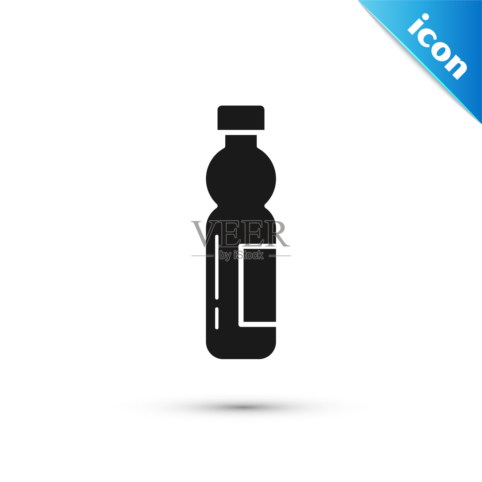 黑色瓶子水图标孤立在白色插画图片素材