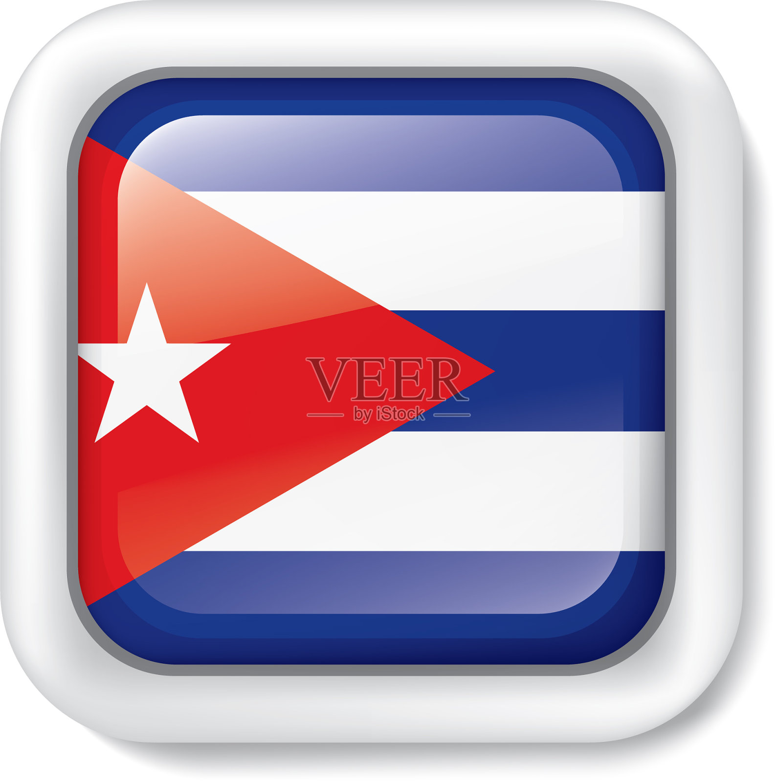 一面白色的古巴国旗图标素材