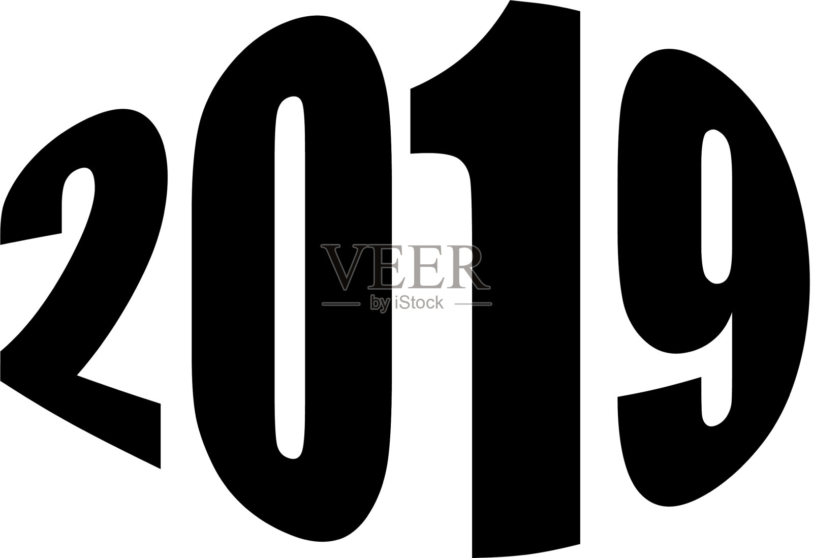 扭曲的数字2019鱼的形状设计元素图片