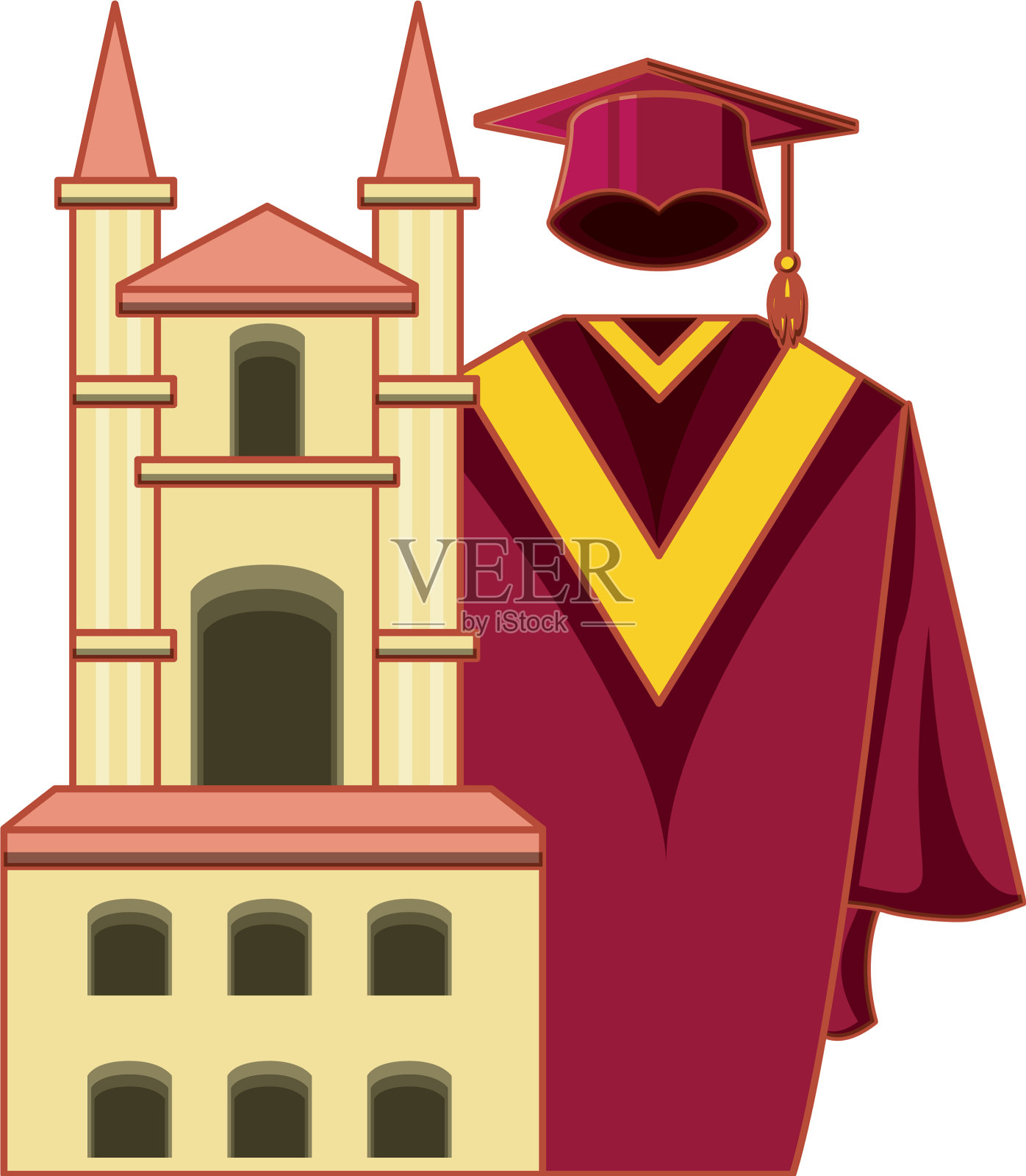 楼带礼服和帽子毕业设计元素图片