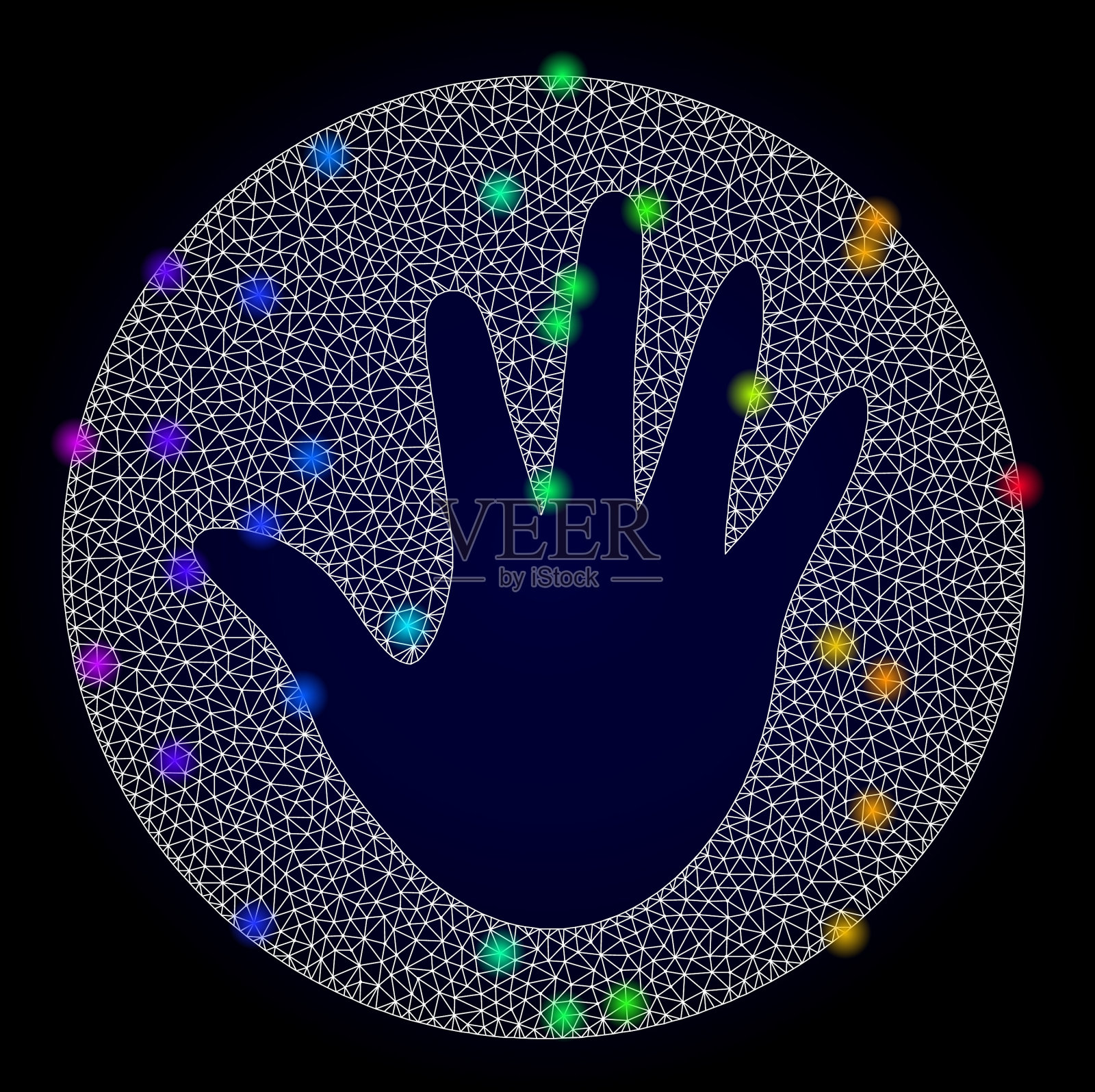 2d网格手圈与光谱彩色插画图片素材