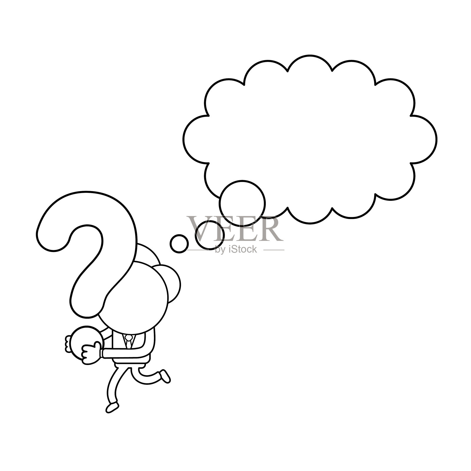 商人性格与空白的思想泡泡插画图片素材