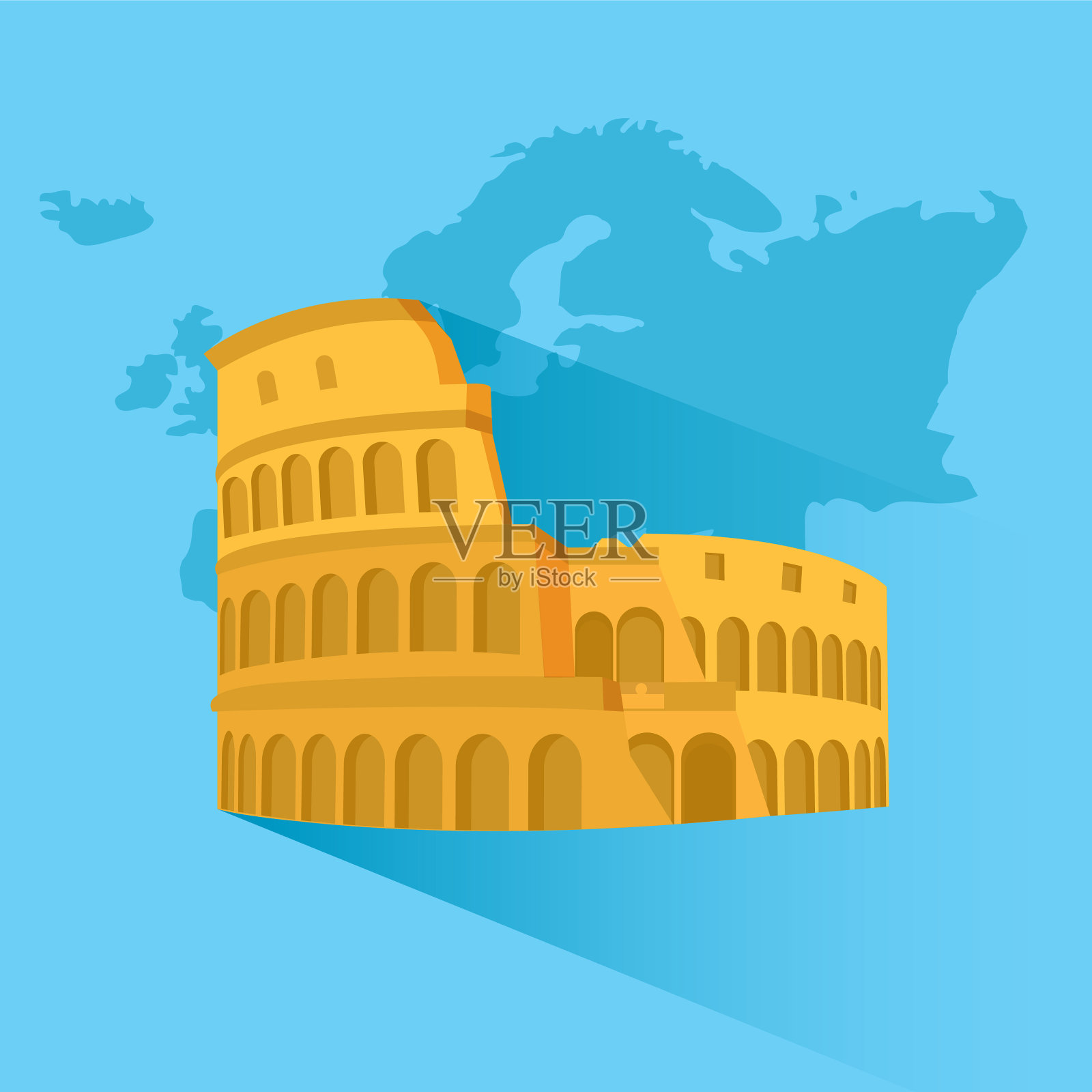 环游欧洲插画图片素材