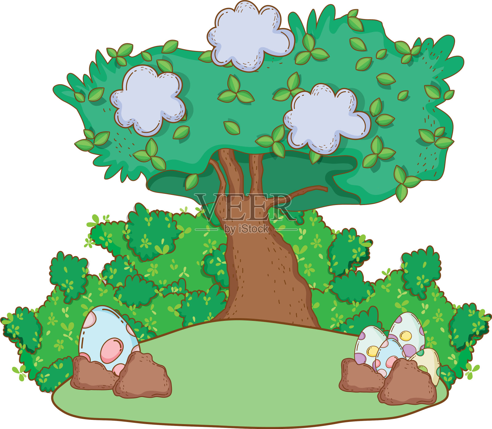 恐龙蛋和树木景观设计元素图片