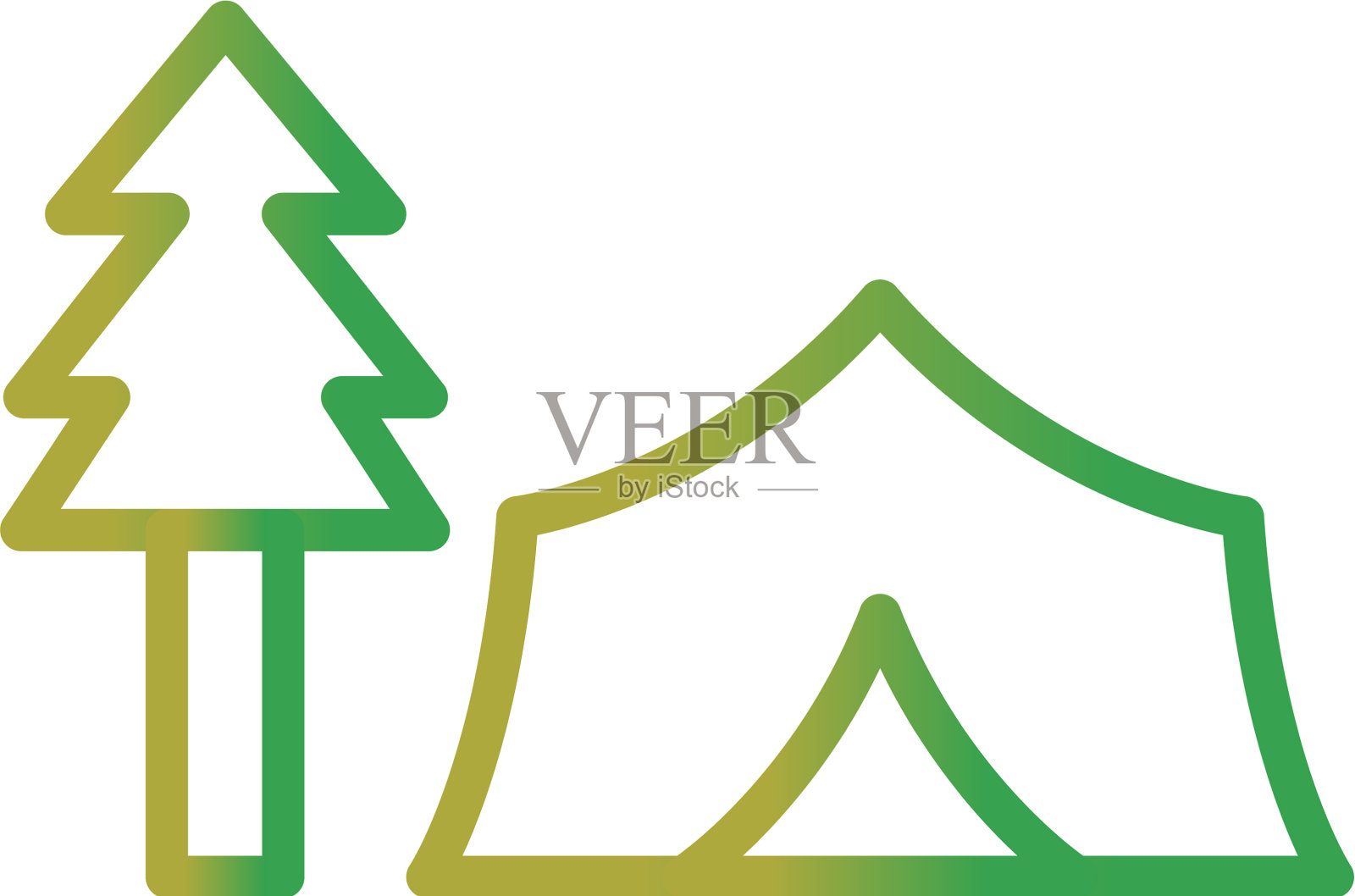 有树的帐篷图标设计元素图片