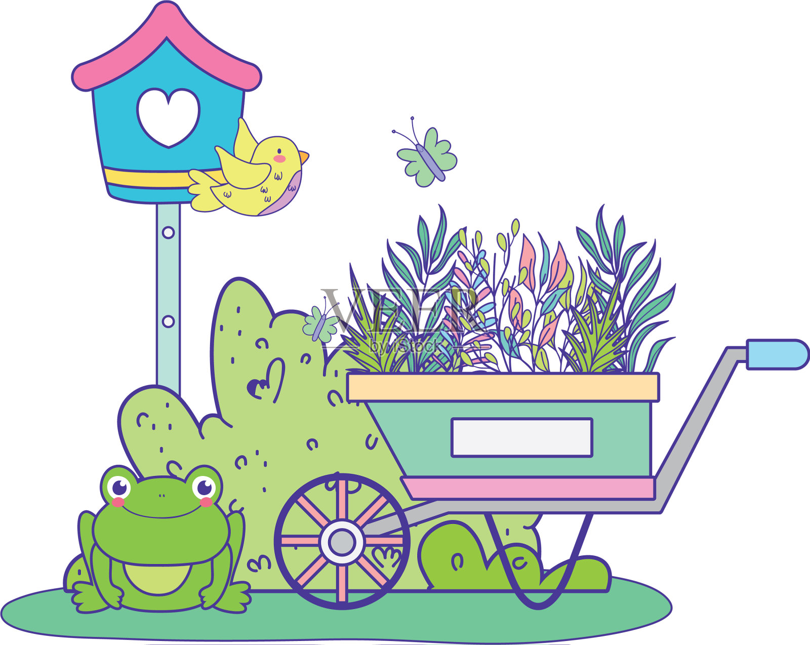 可爱的小鸟在鸟窝里飞翔设计元素图片