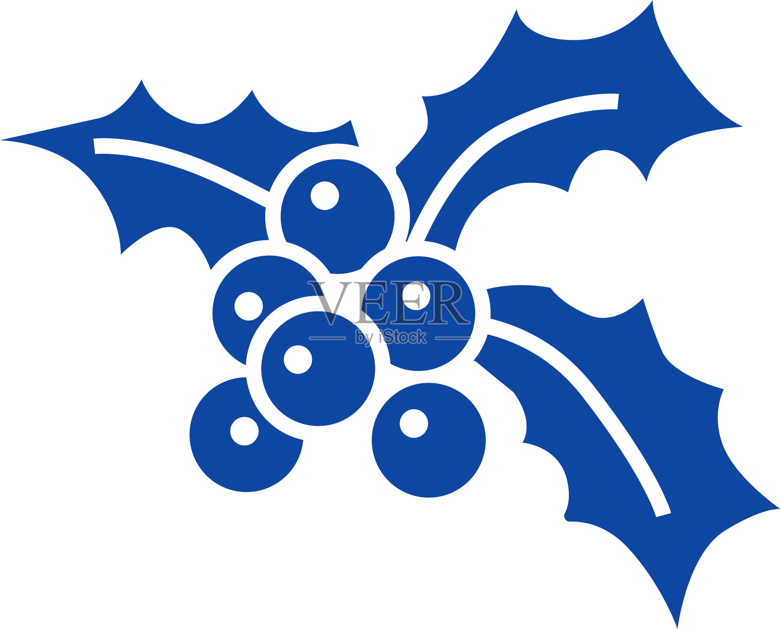 蓝色的圣诞浆果象征着简单的风格设计元素图片