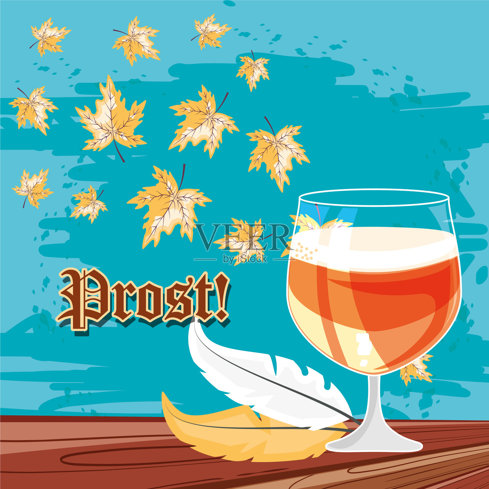 啤酒节用啤酒杯庆祝的日子插画图片素材