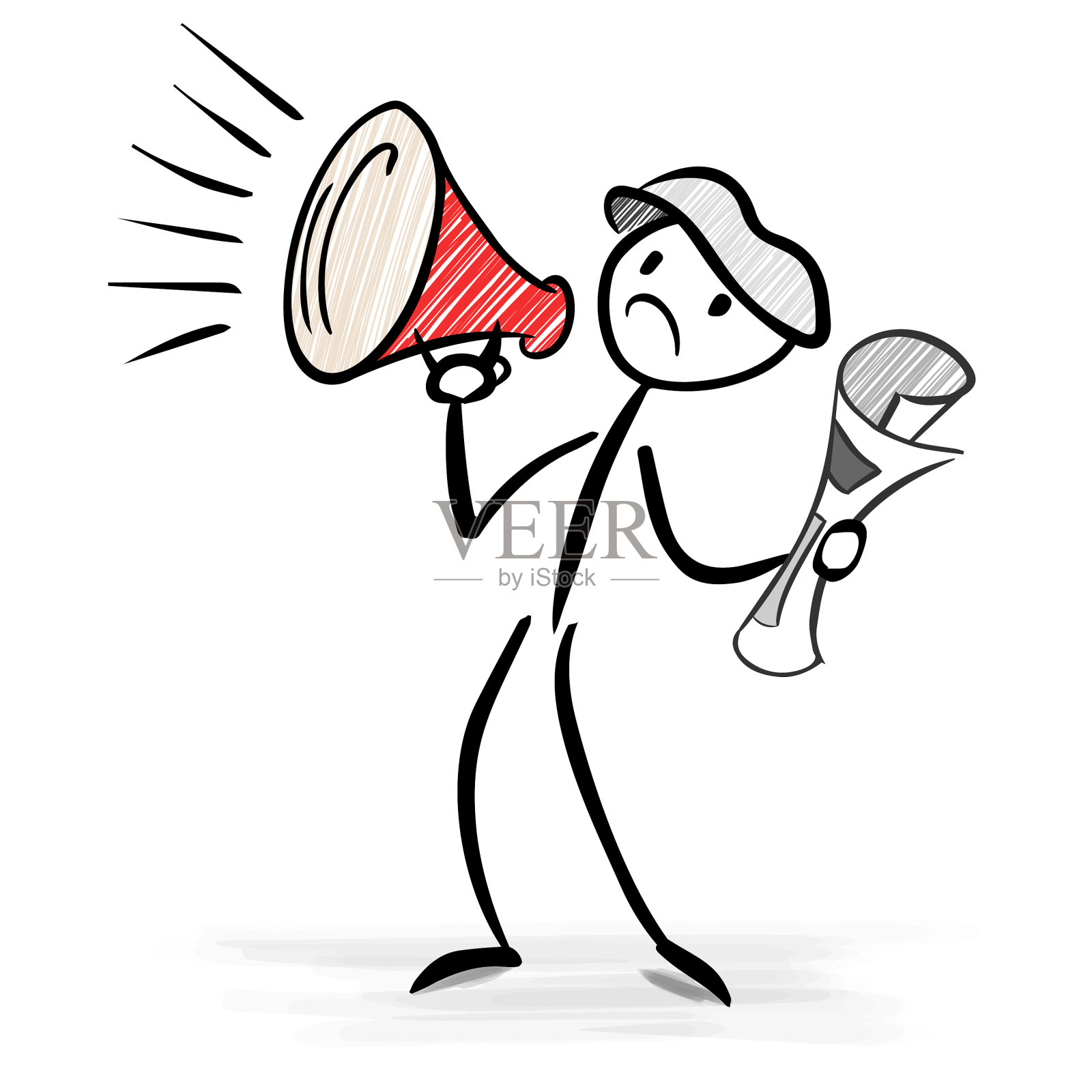 拿着扩音器的Stickman报童设计元素图片