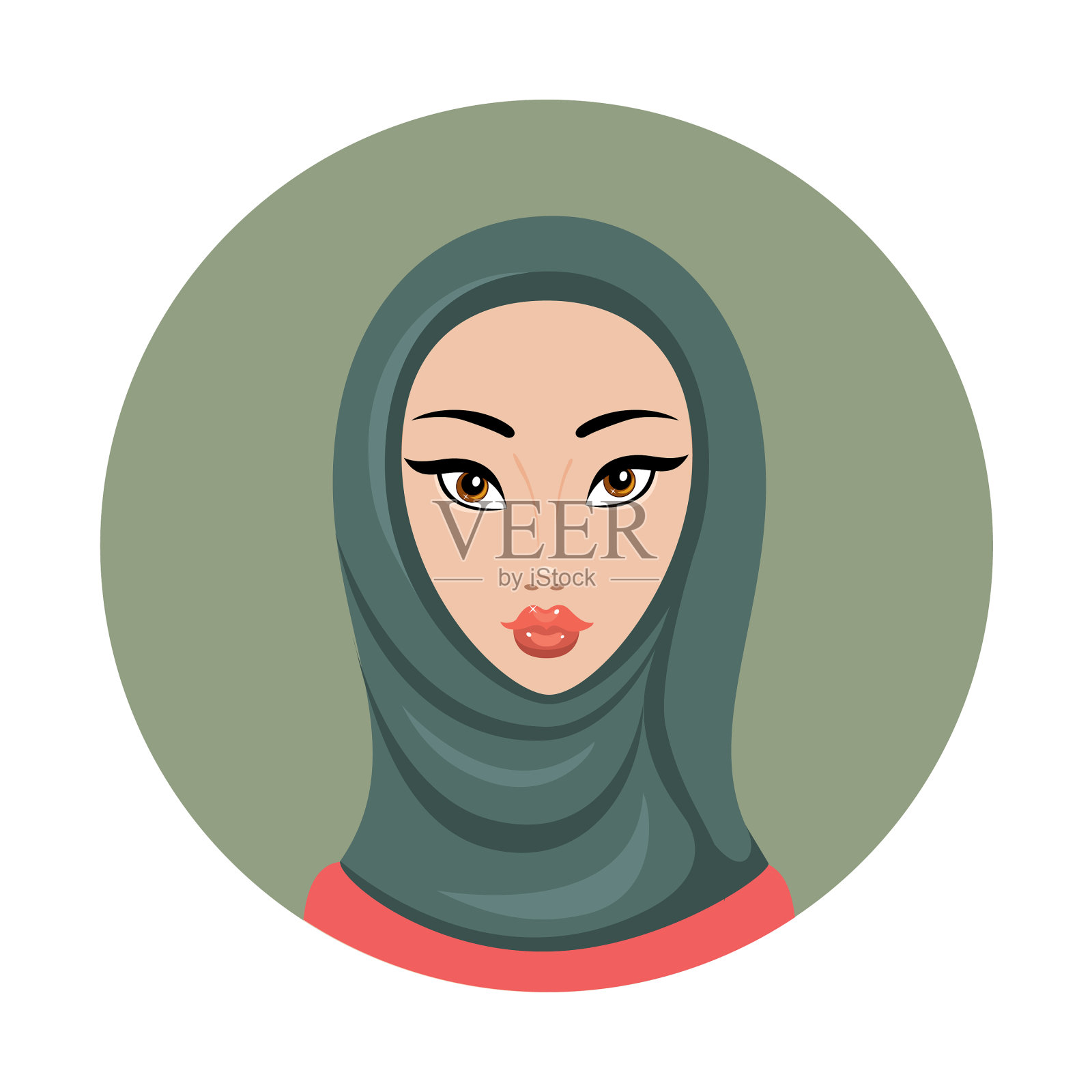 美丽年轻快乐的穆斯林女子肖像设计元素图片
