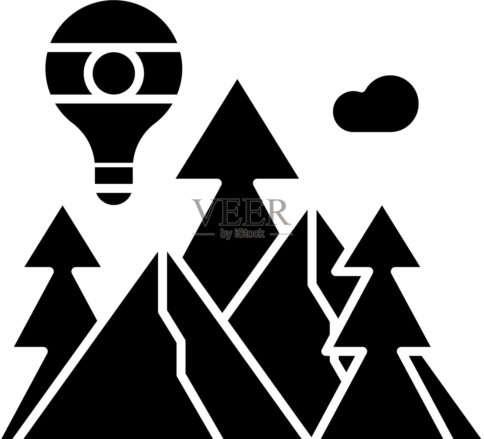 冒险黑色图标在隔离上签字插画图片素材