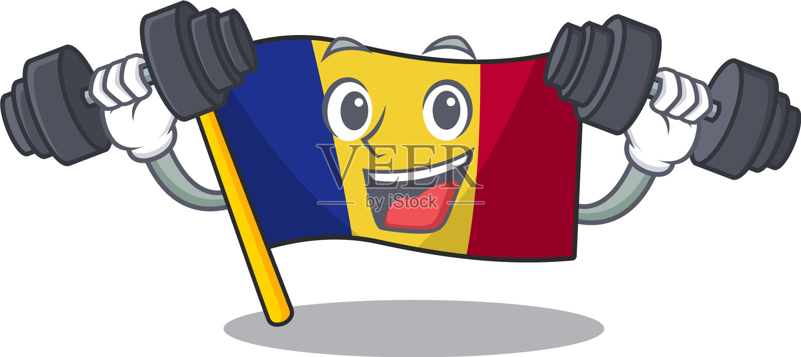 健身旗罗马尼亚孤立与吉祥物设计元素图片
