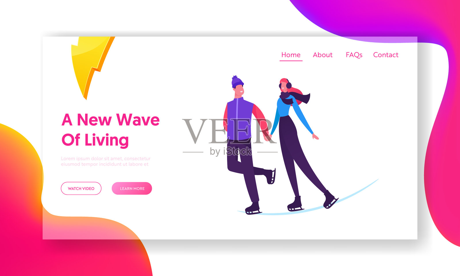 恩爱夫妻滑冰网站登陆页快乐设计模板素材