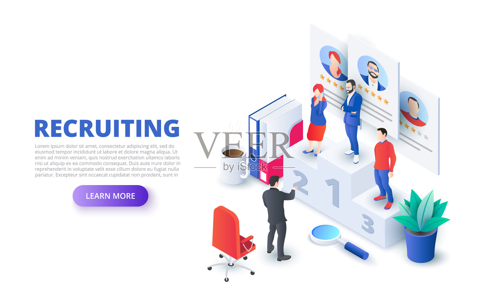 招聘与招聘的设计理念插画图片素材