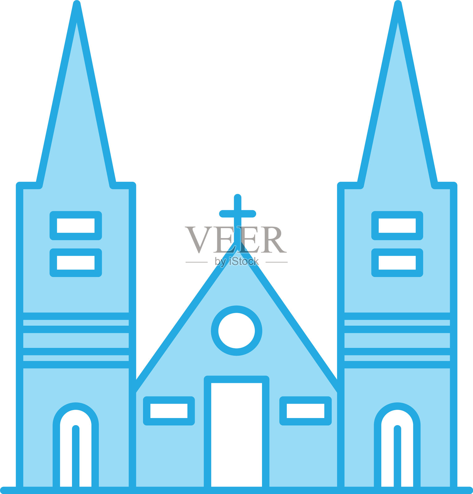 完美的蓝色色调图标或象形图上的白色设计元素图片