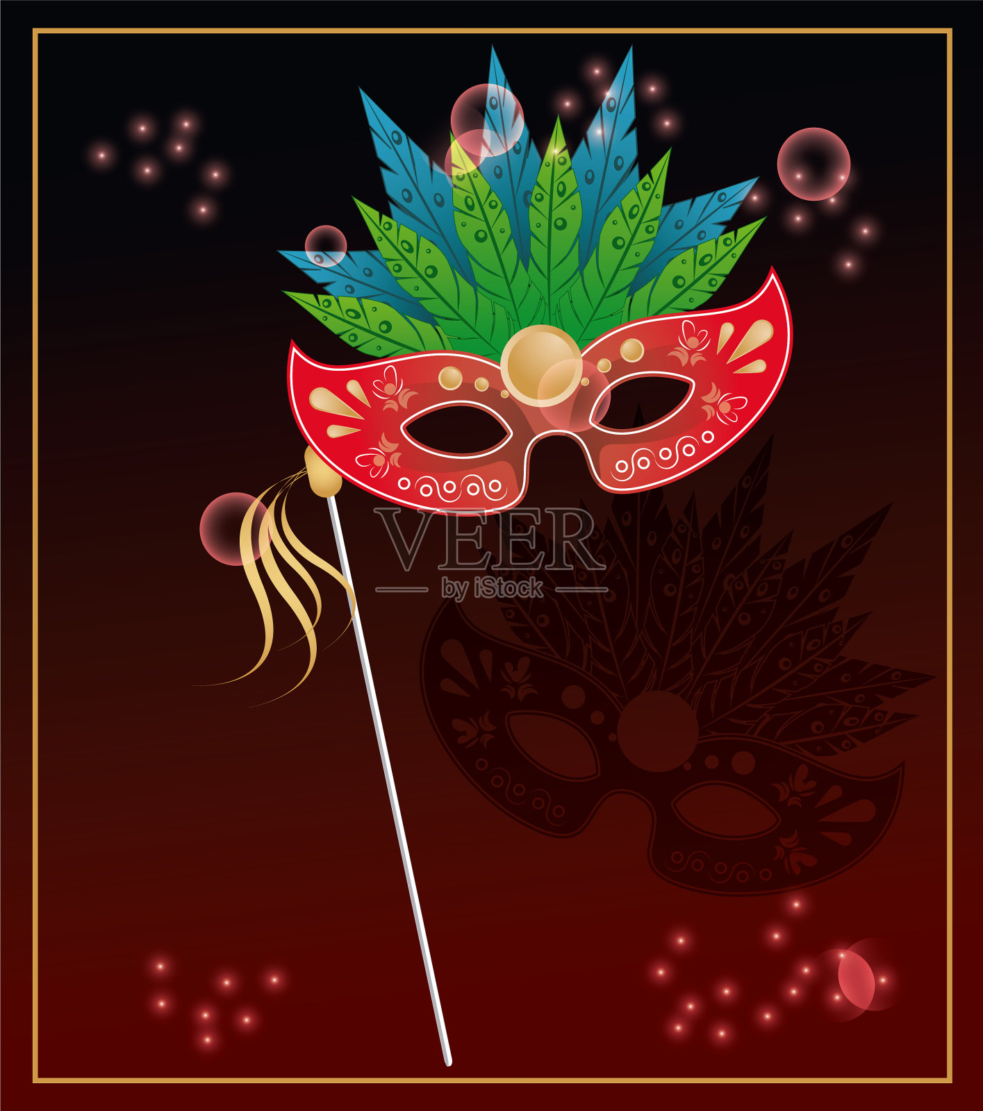 Mardi grass mask彩色卡片插画图片素材