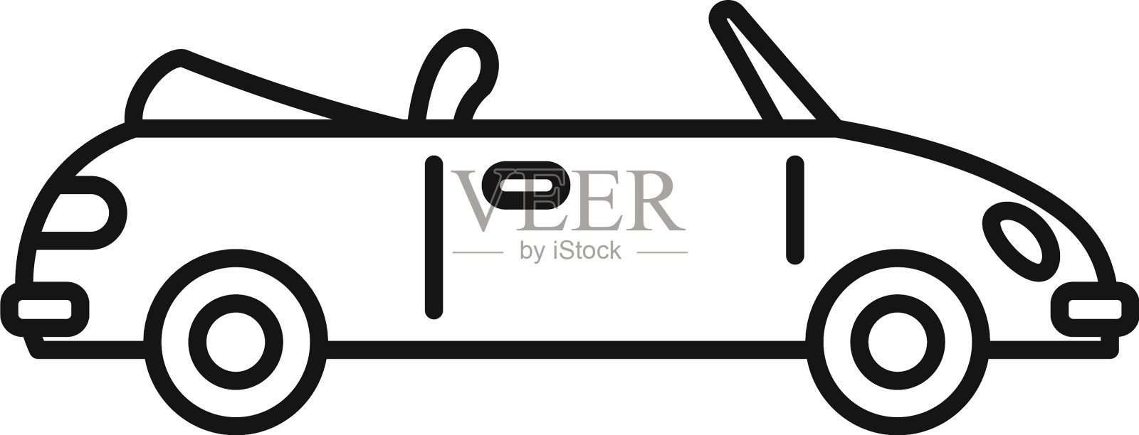 复古敞篷车图标轮廓风格设计元素图片