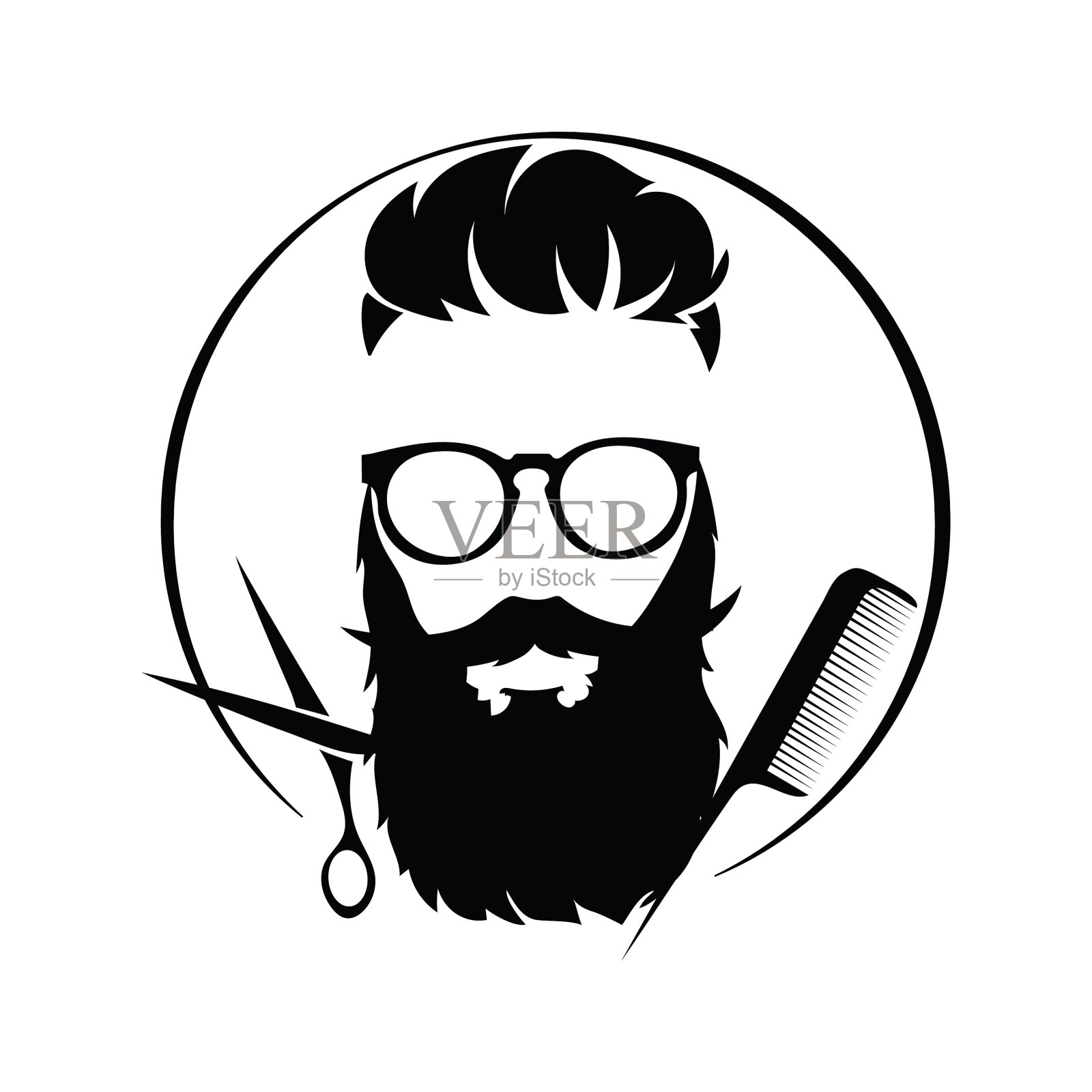 标志为美发师黑白标志为设计元素图片