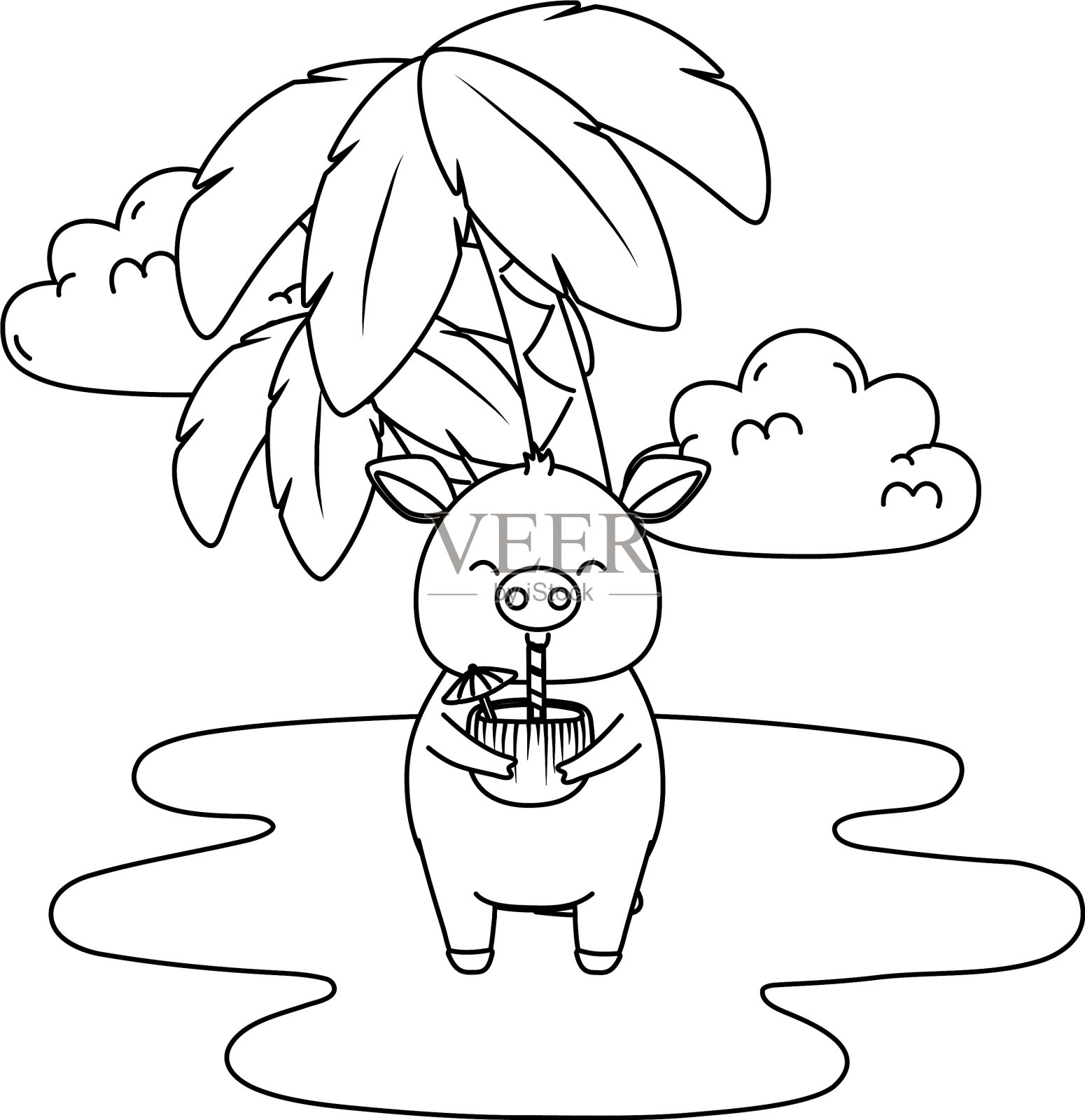 暑假放松卡通设计元素图片