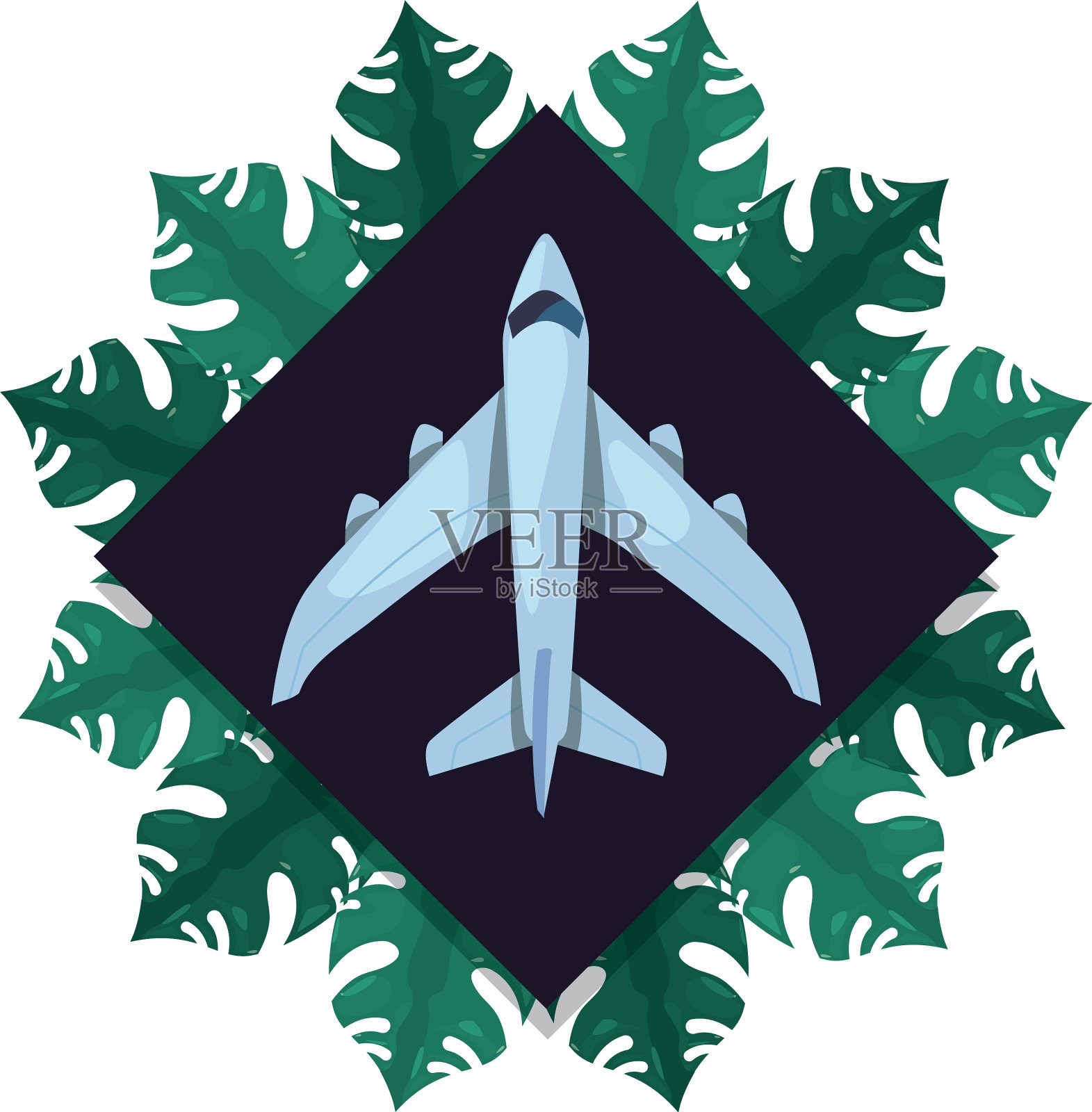 飞机徽章离开热带夏天设计元素图片