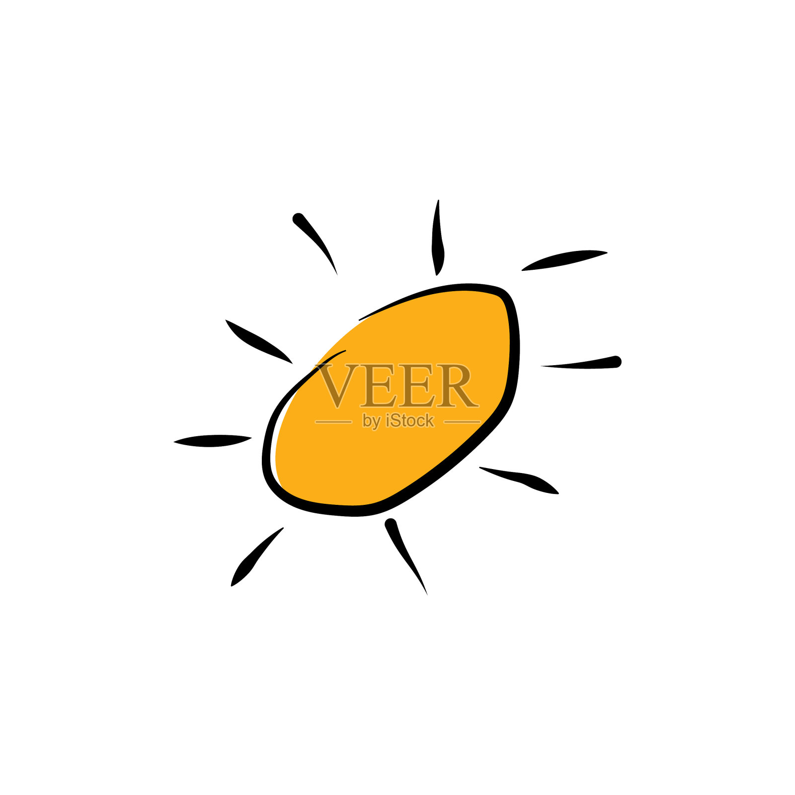 太阳标志手绘太阳黄色太阳与黑色射线图标素材