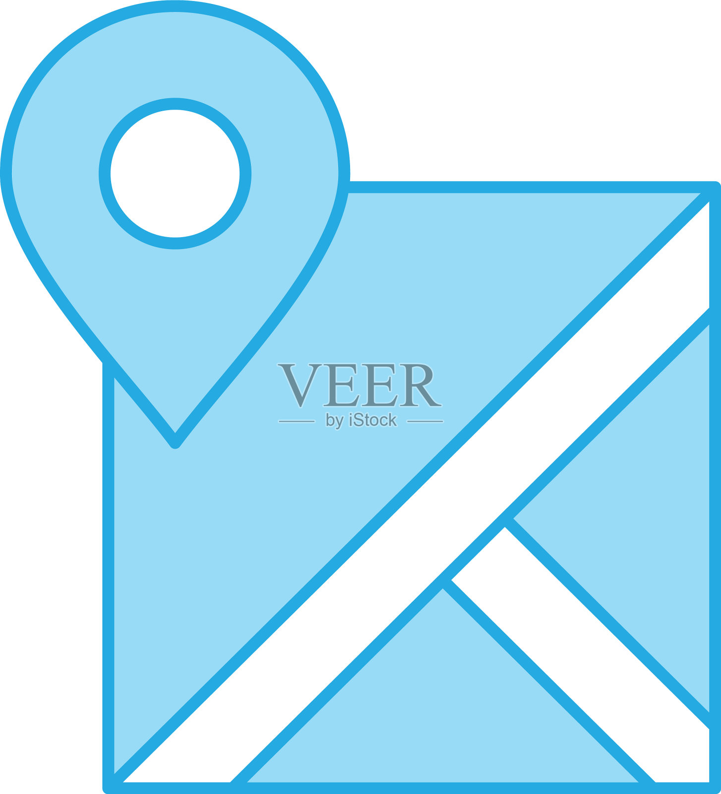 完美的蓝色色调图标或象形图上的白色图标素材