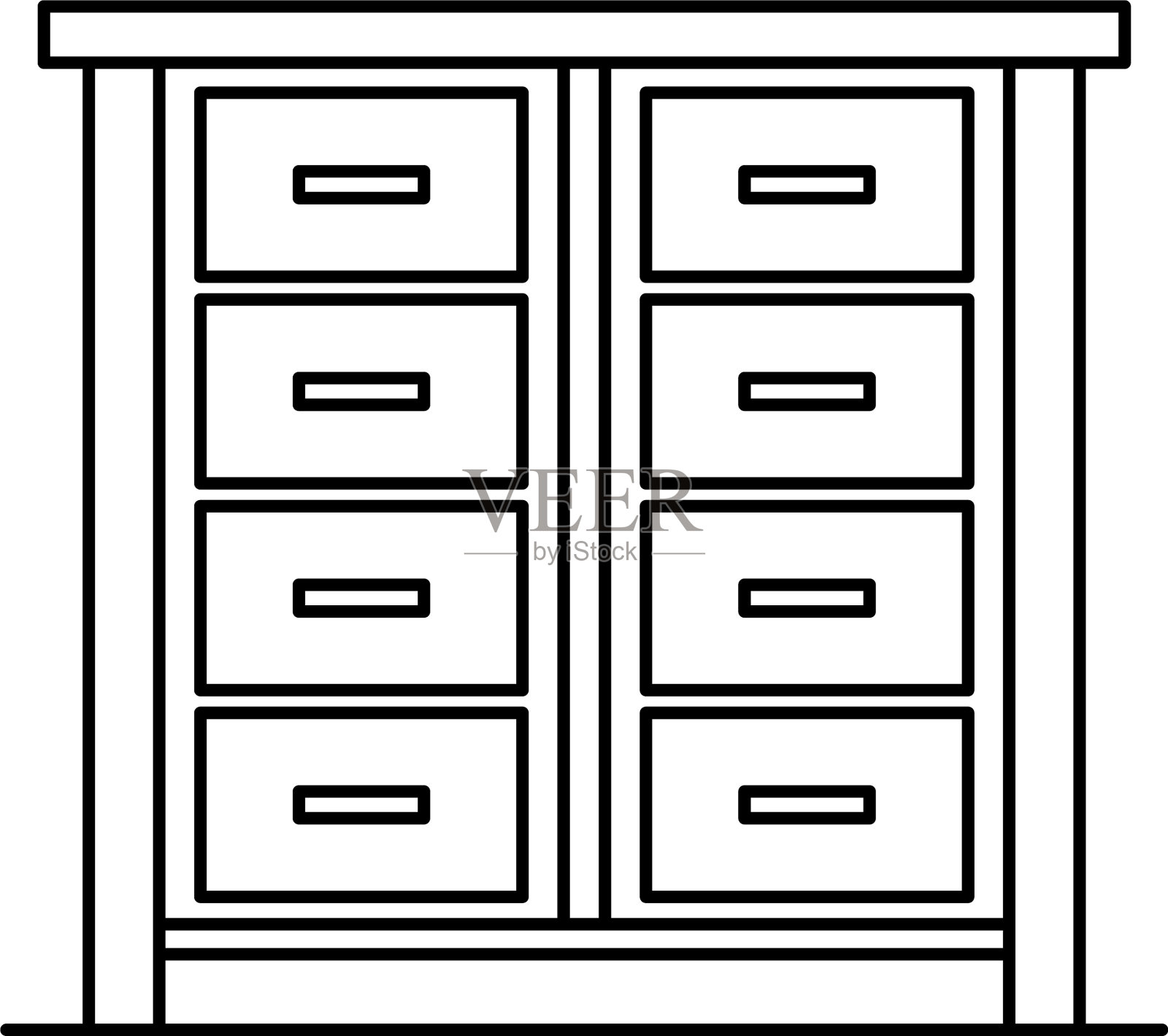 家居抽屉图标轮廓风格插画图片素材