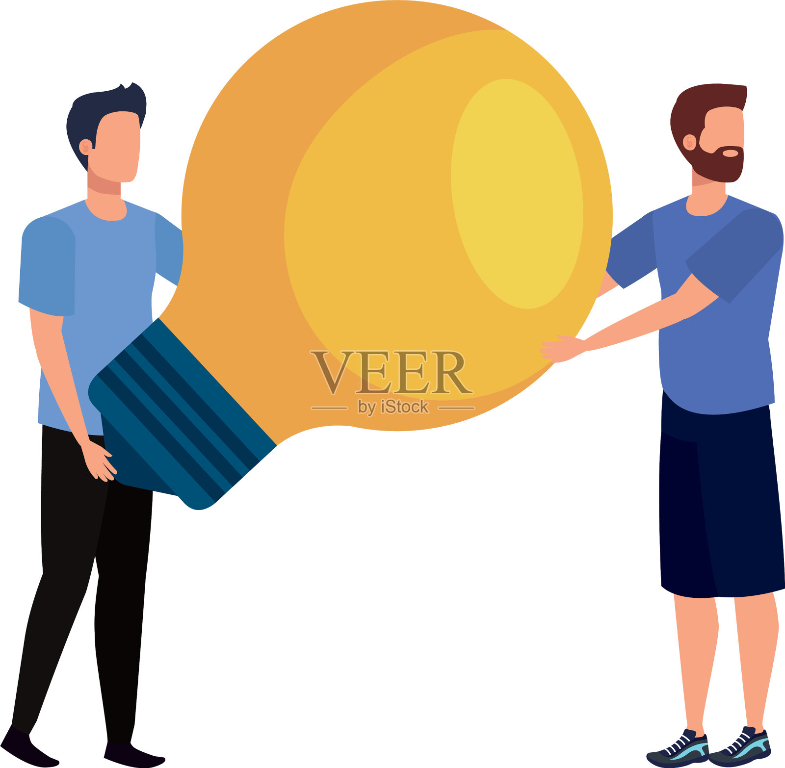 有灯泡化身的年轻人设计元素图片