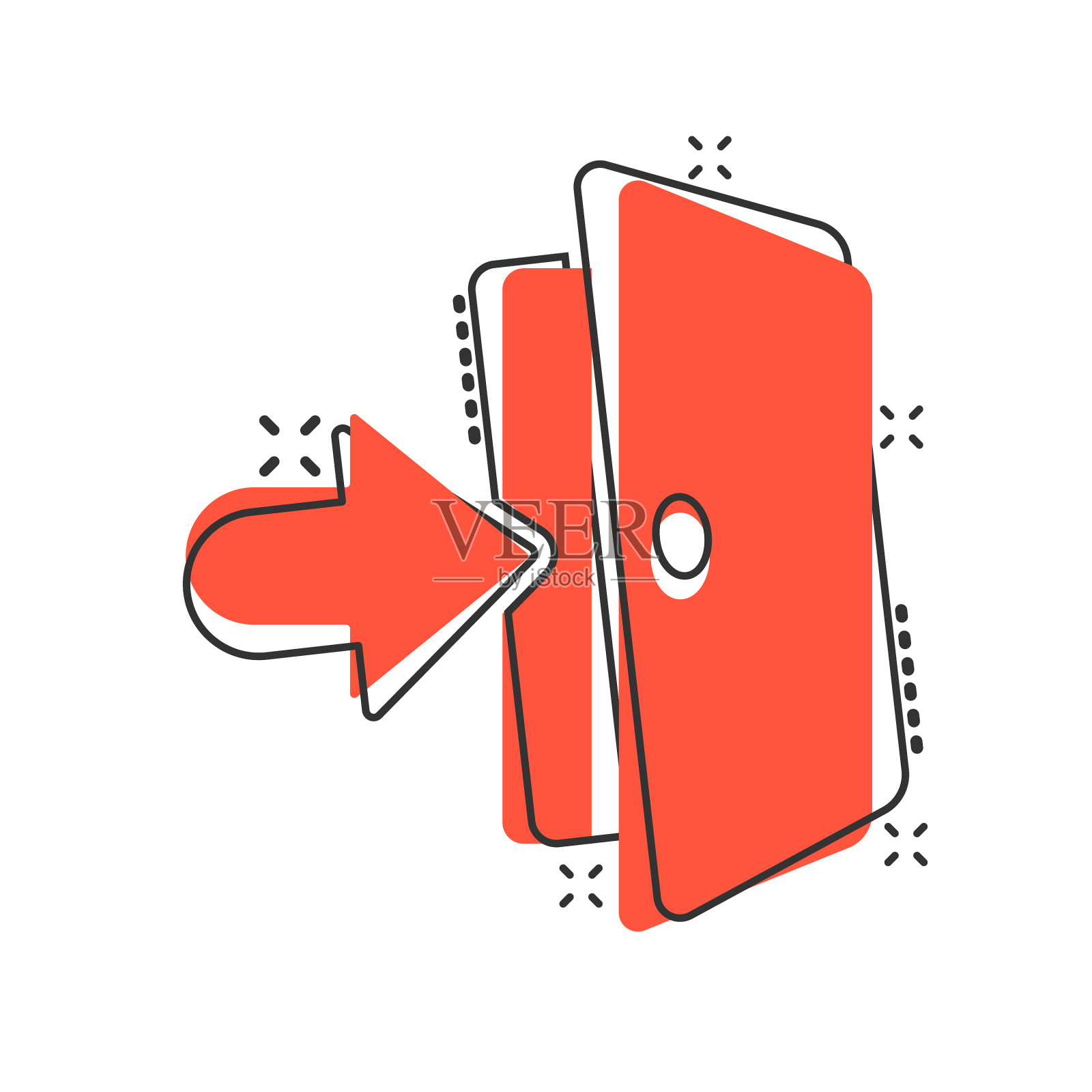 卡通入口门图标在漫画风格的出口设计元素图片