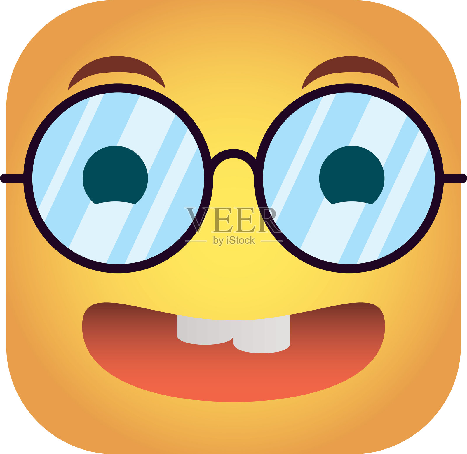 Square emoticon天才脸字符图标设计元素图片