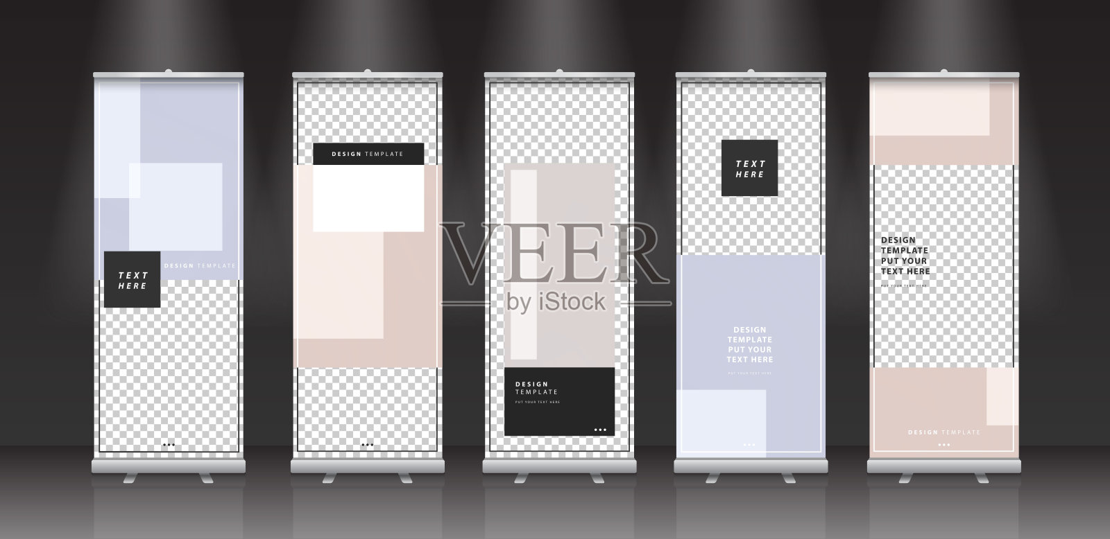 文凭证书模板卷起横幅架。插画图片素材