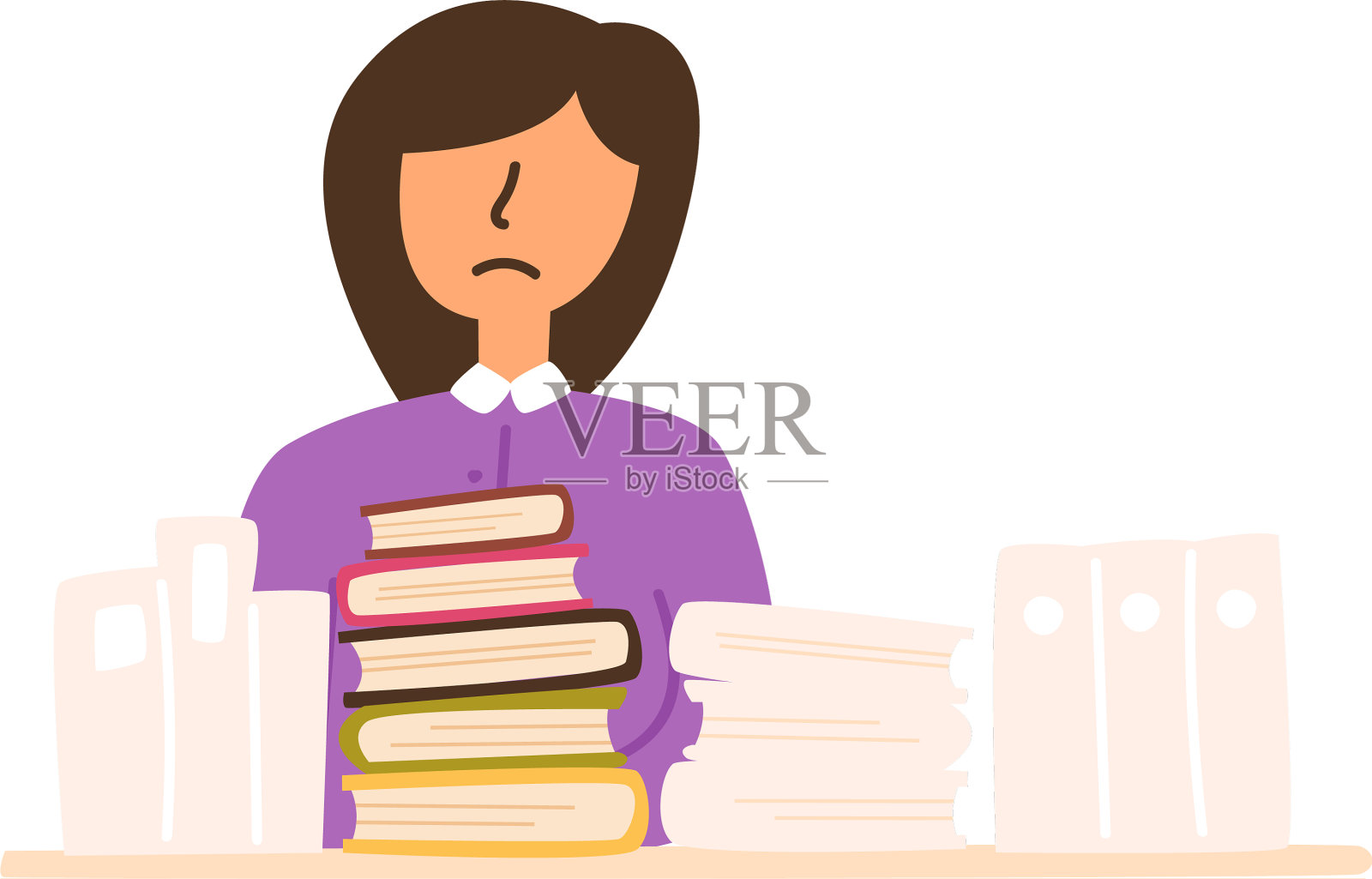 扁平的年轻女子心烦意乱设计元素图片