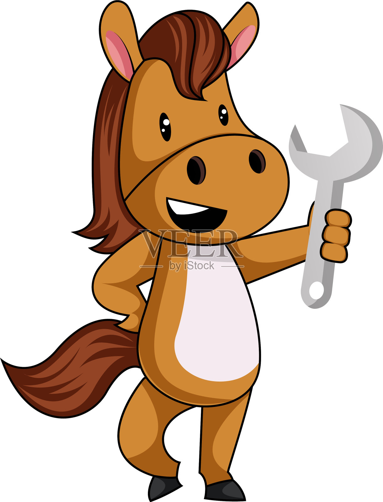 马与扳手在白色背景设计元素图片