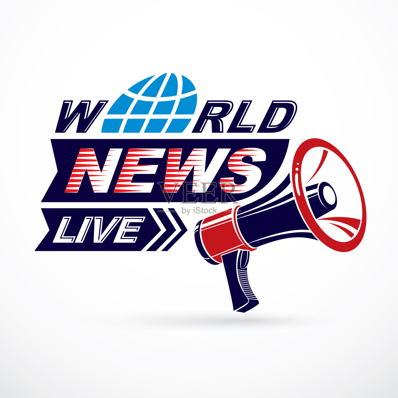 宣传运动理念载体海报,世界直播新闻稿件使用扩音器设备创作。插画图片素材