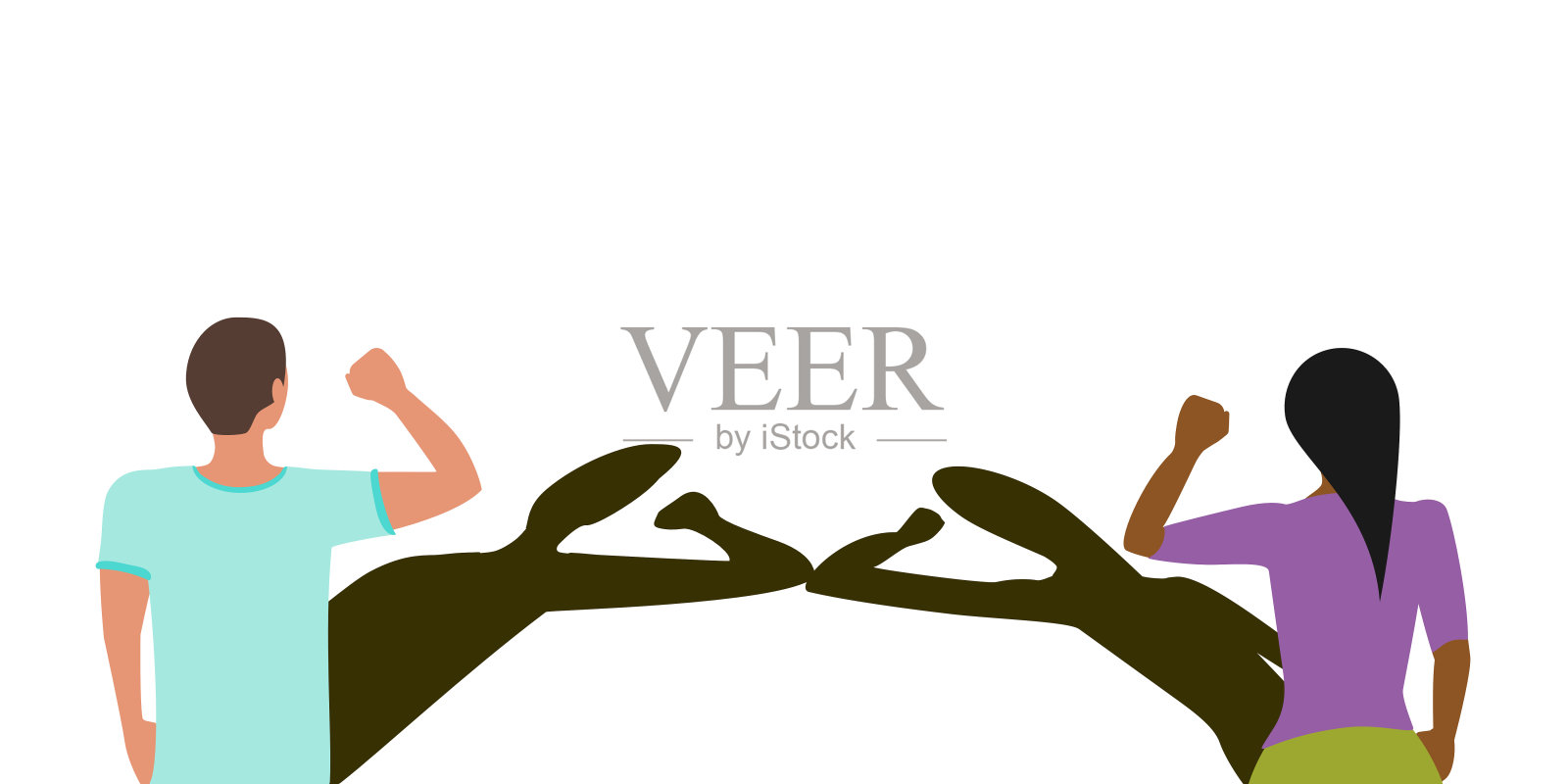 社交距离肘撞问候向量插画图片素材