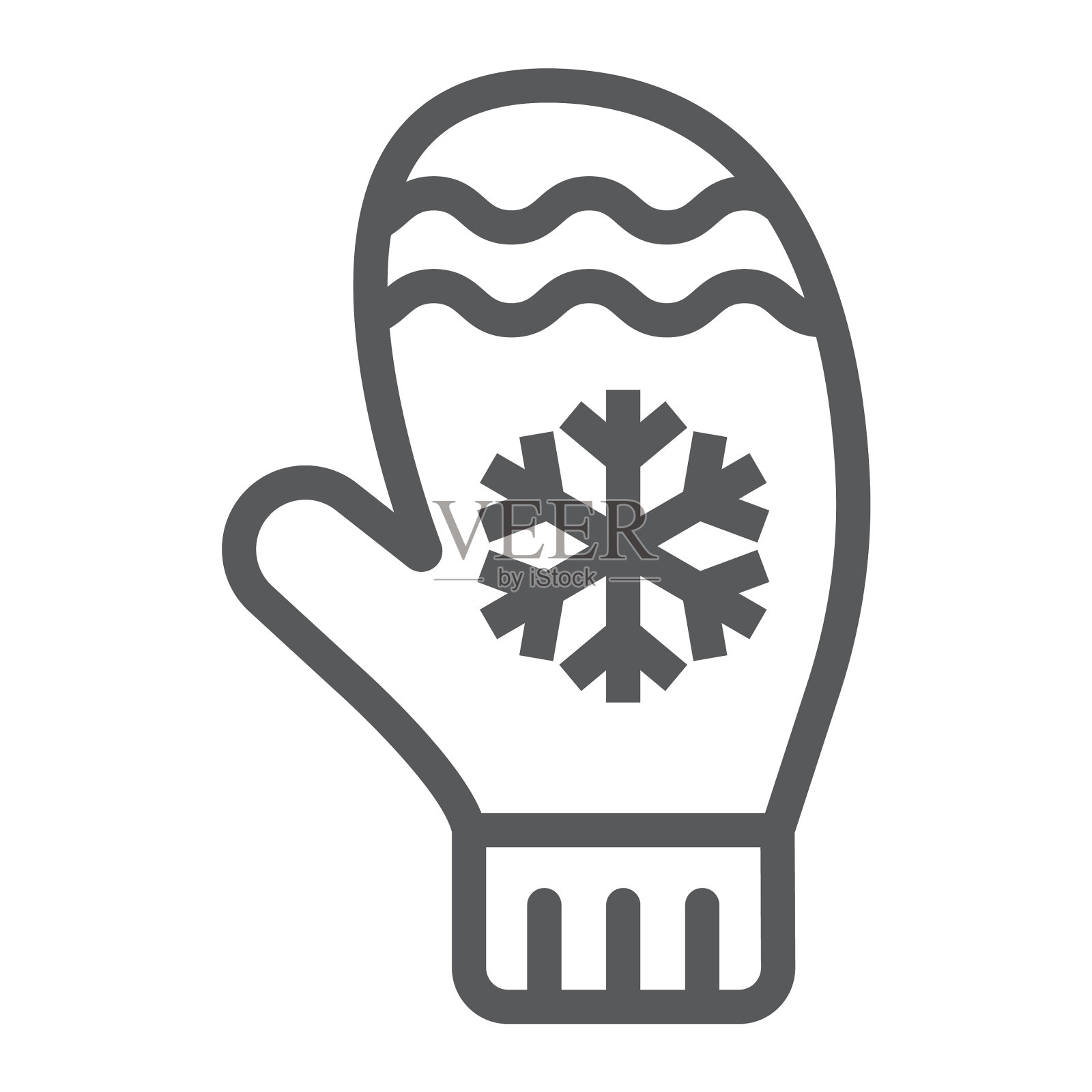 连指线图标冬季和衣服手套标志图标素材